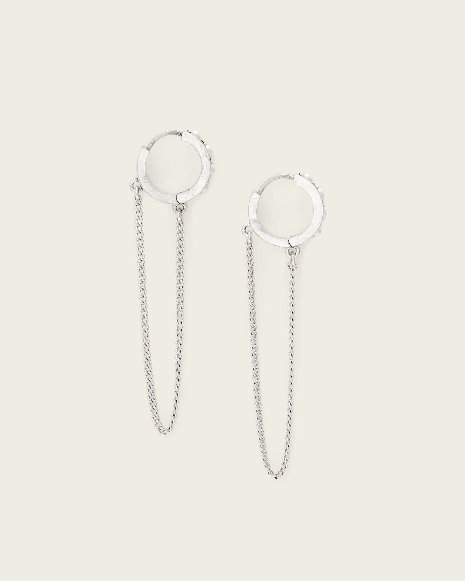 AllSaints Brass Nellie Chain Huggie Earrings, Size: One Size
