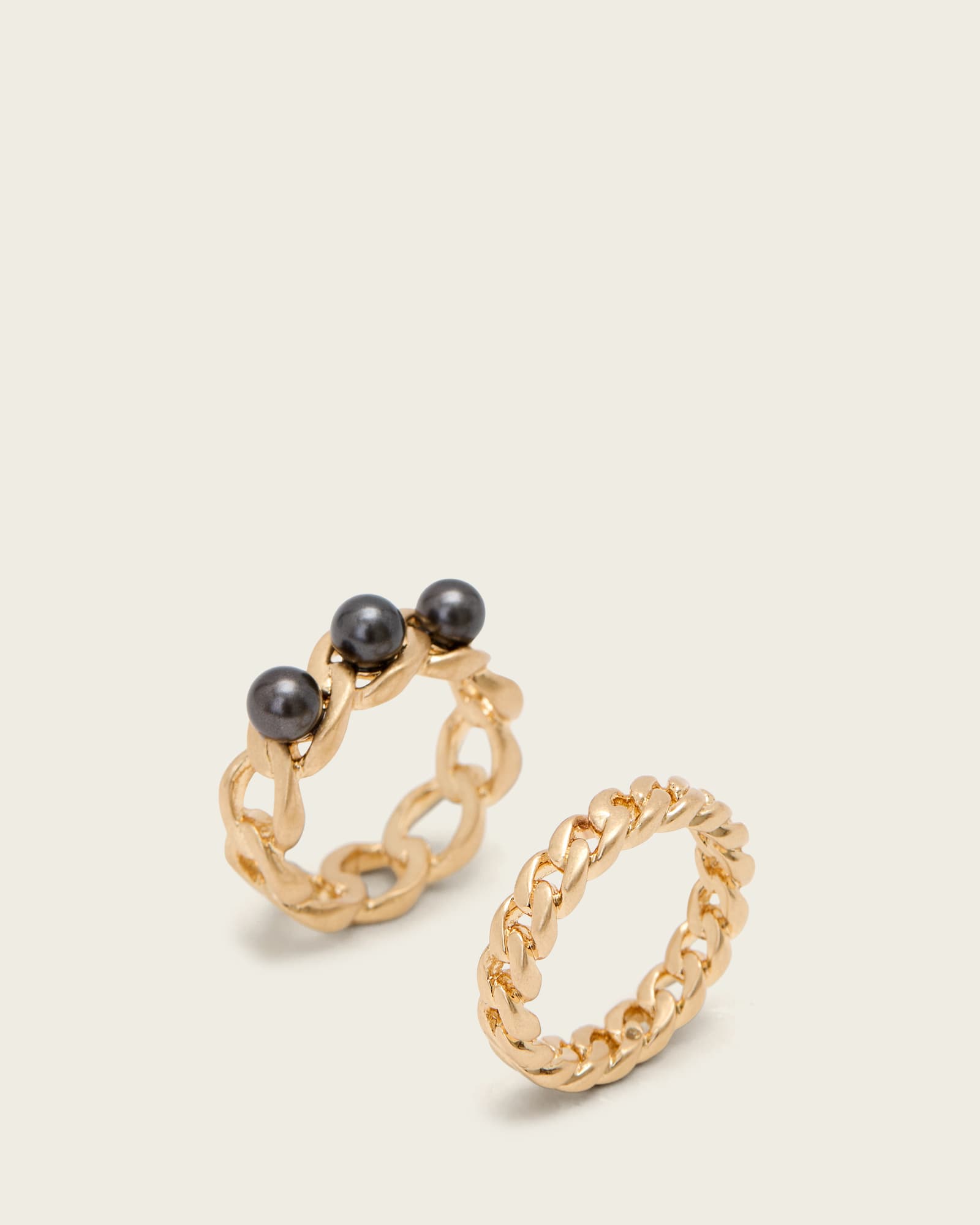 AllSaints Rue Chain Ring,, Warm Brass/Grey