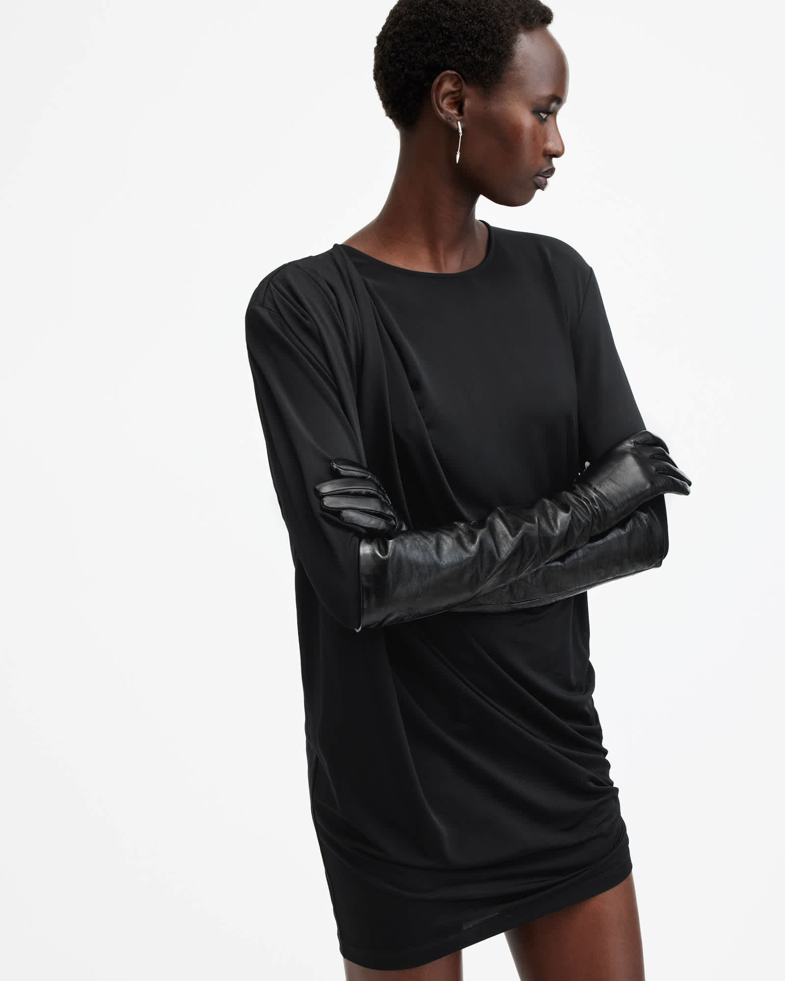 AllSaints Leather Malin Extended Leather Glove, Size: S