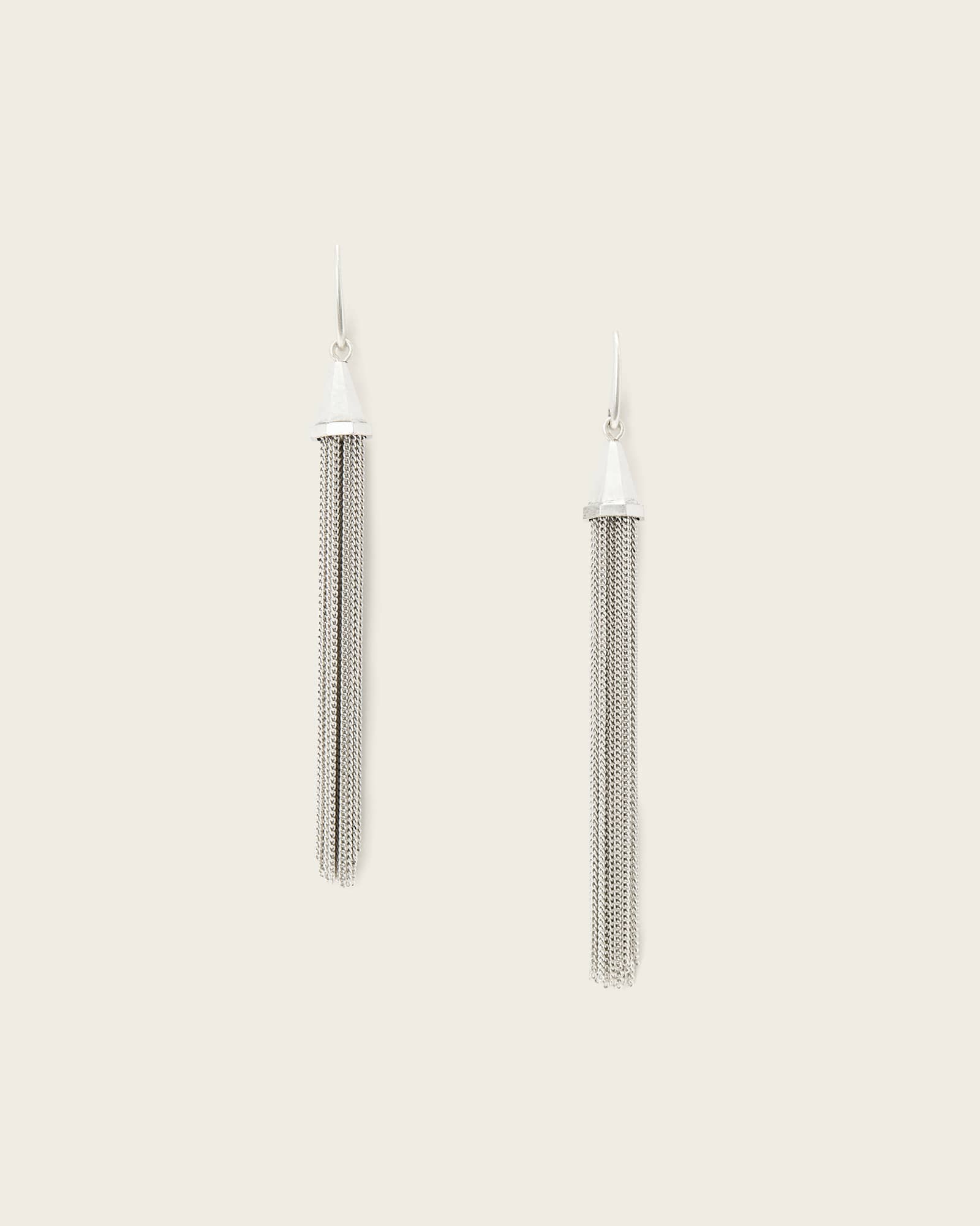 AllSaints Gina Multi Chain Fringe Earrings,, Warm Silver