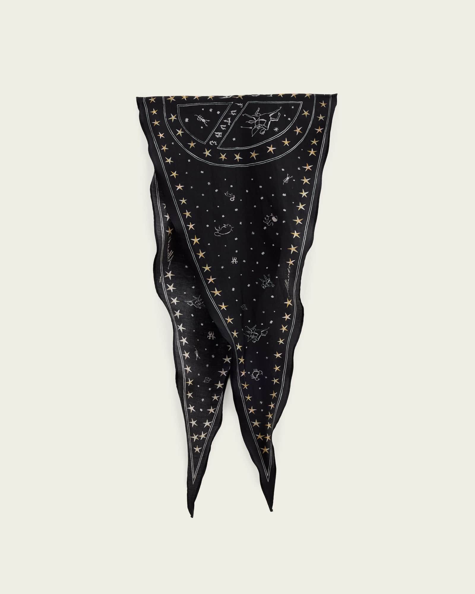 Allsaints Jett Silk Skinny Scarf In Black