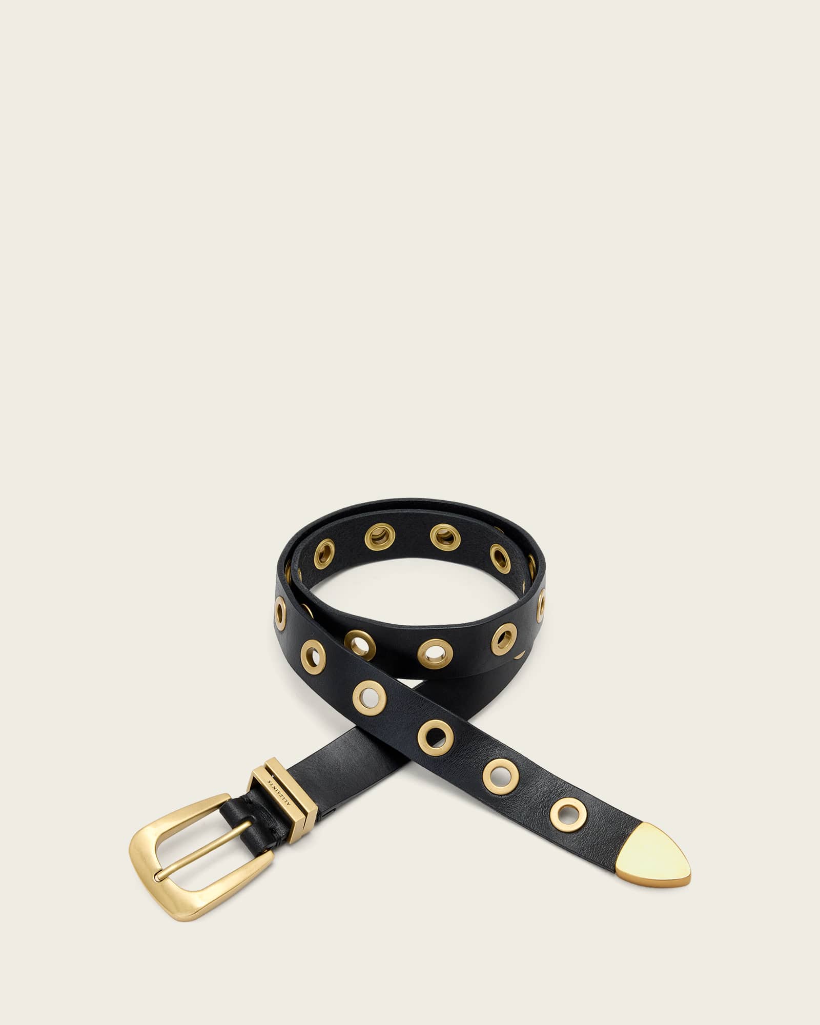 AllSaints Leather Julia Leather Eyelet Belt, Size: XS