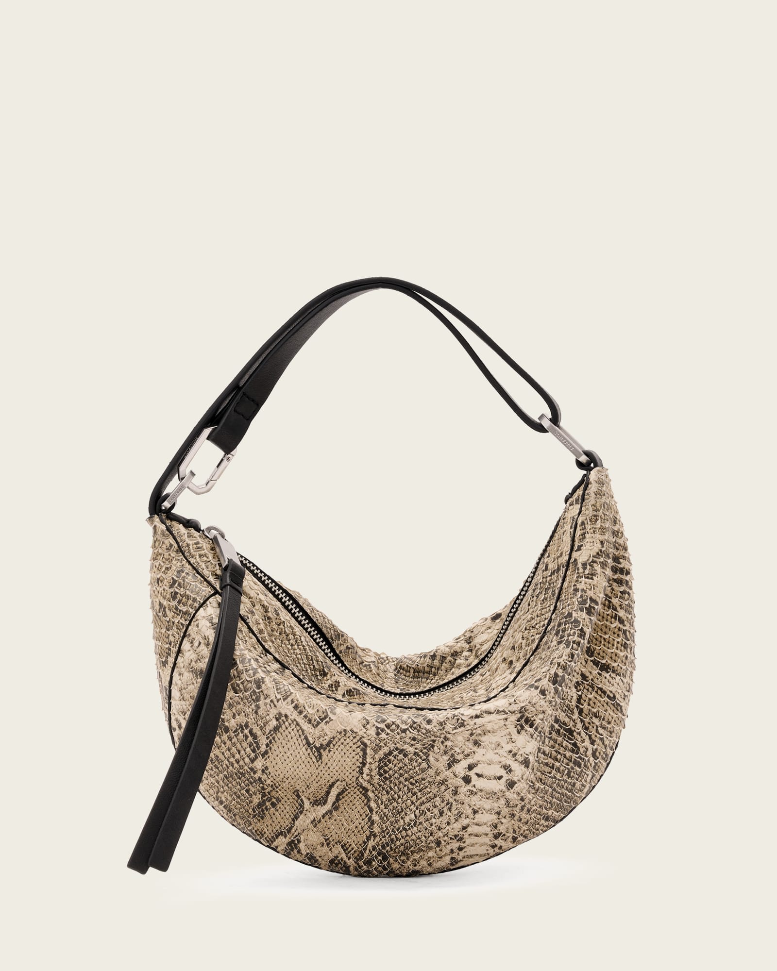 Allsaints Mirco Luna Snakeskin Embossed Leather Shoulder Bag In Multi