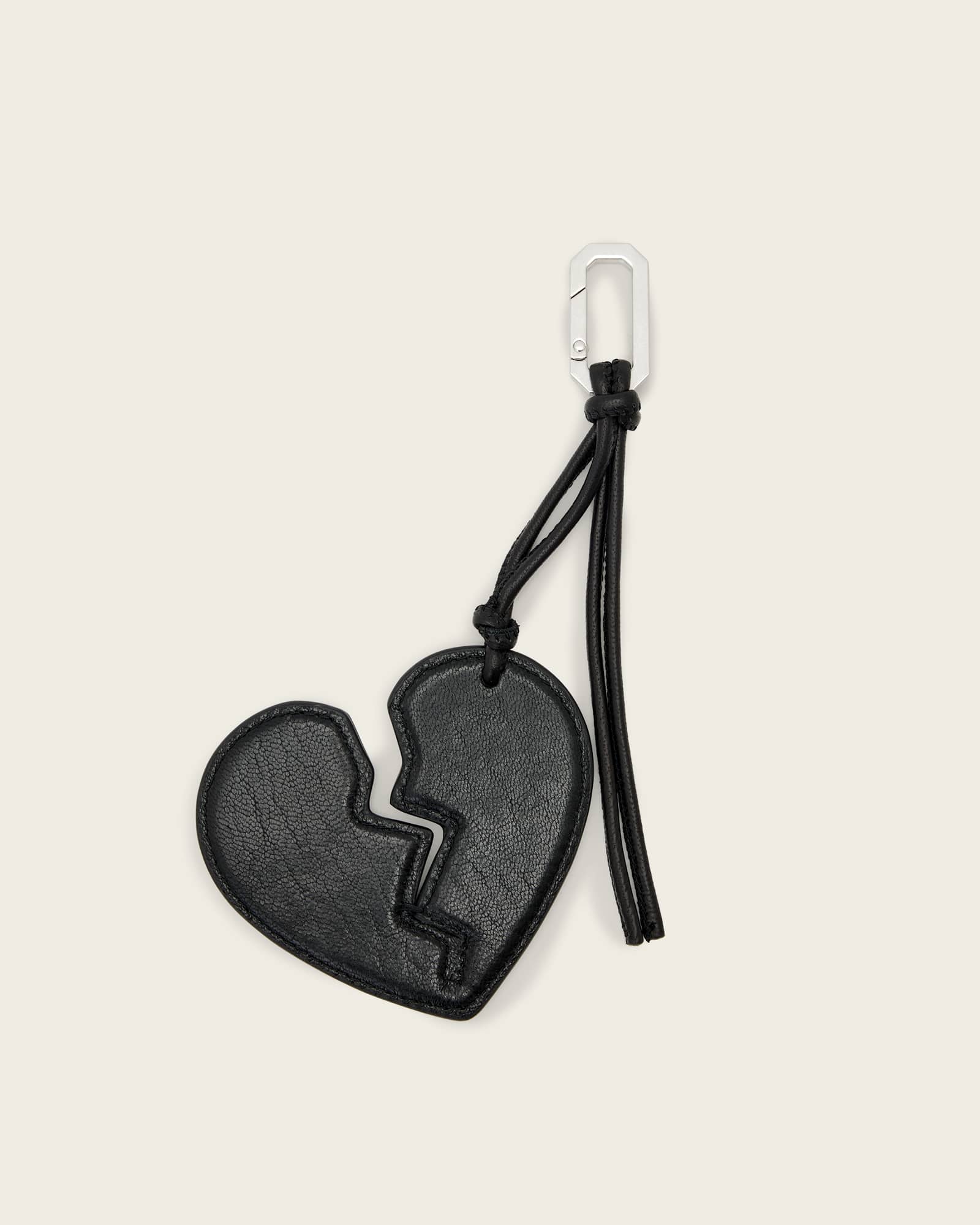 AllSaints Leather Broken Heart Leather Keyring
