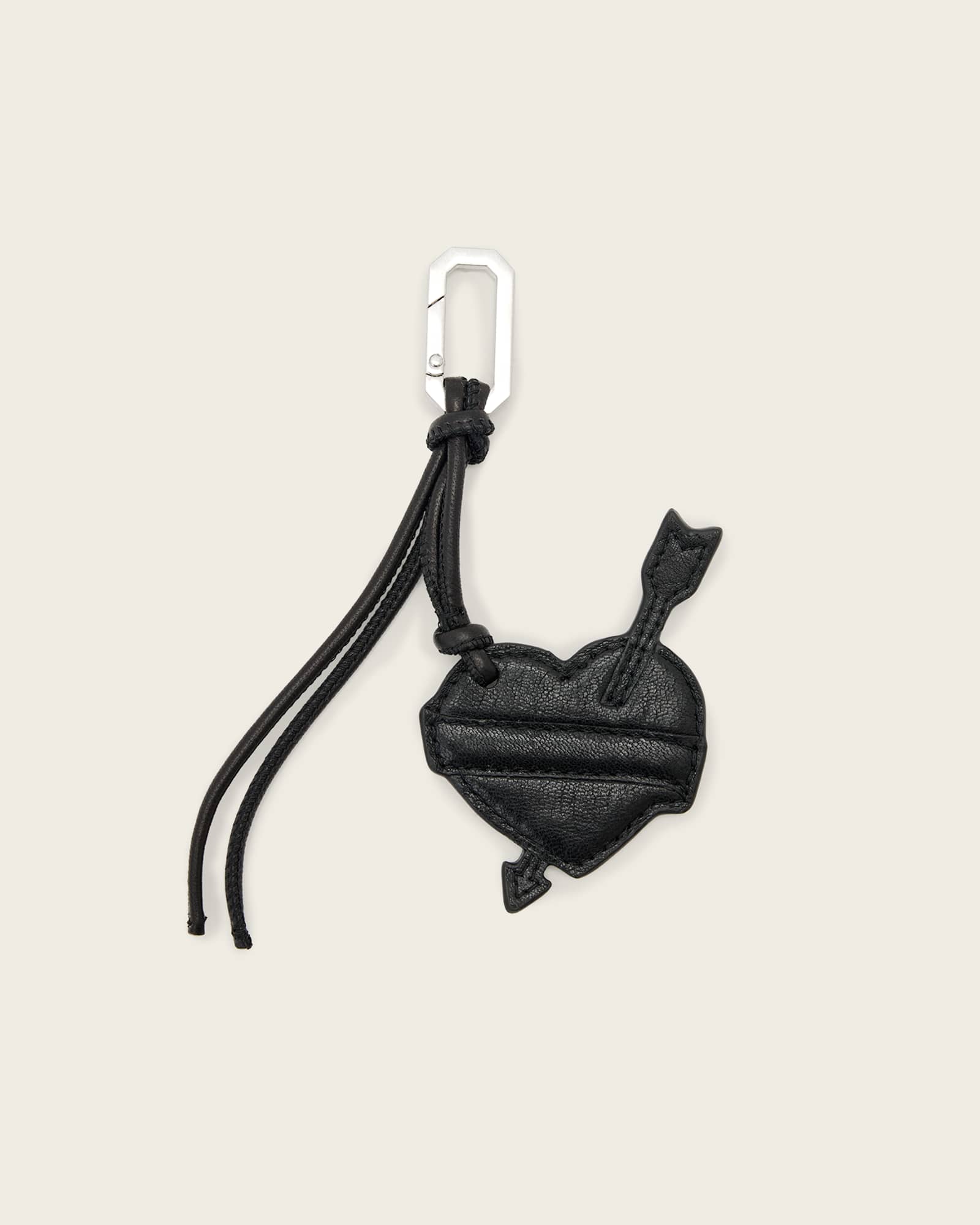 AllSaints Leather Heart Banner Leather Keyring