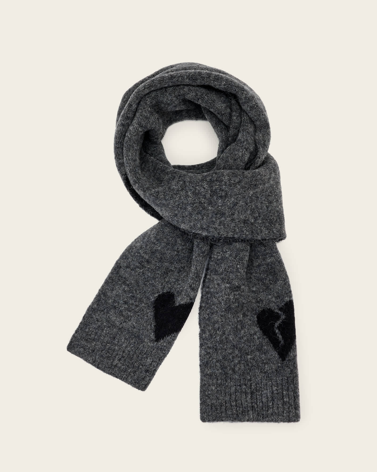 AllSaints Amore Wool Blend Scarf,, Charcoal Grey