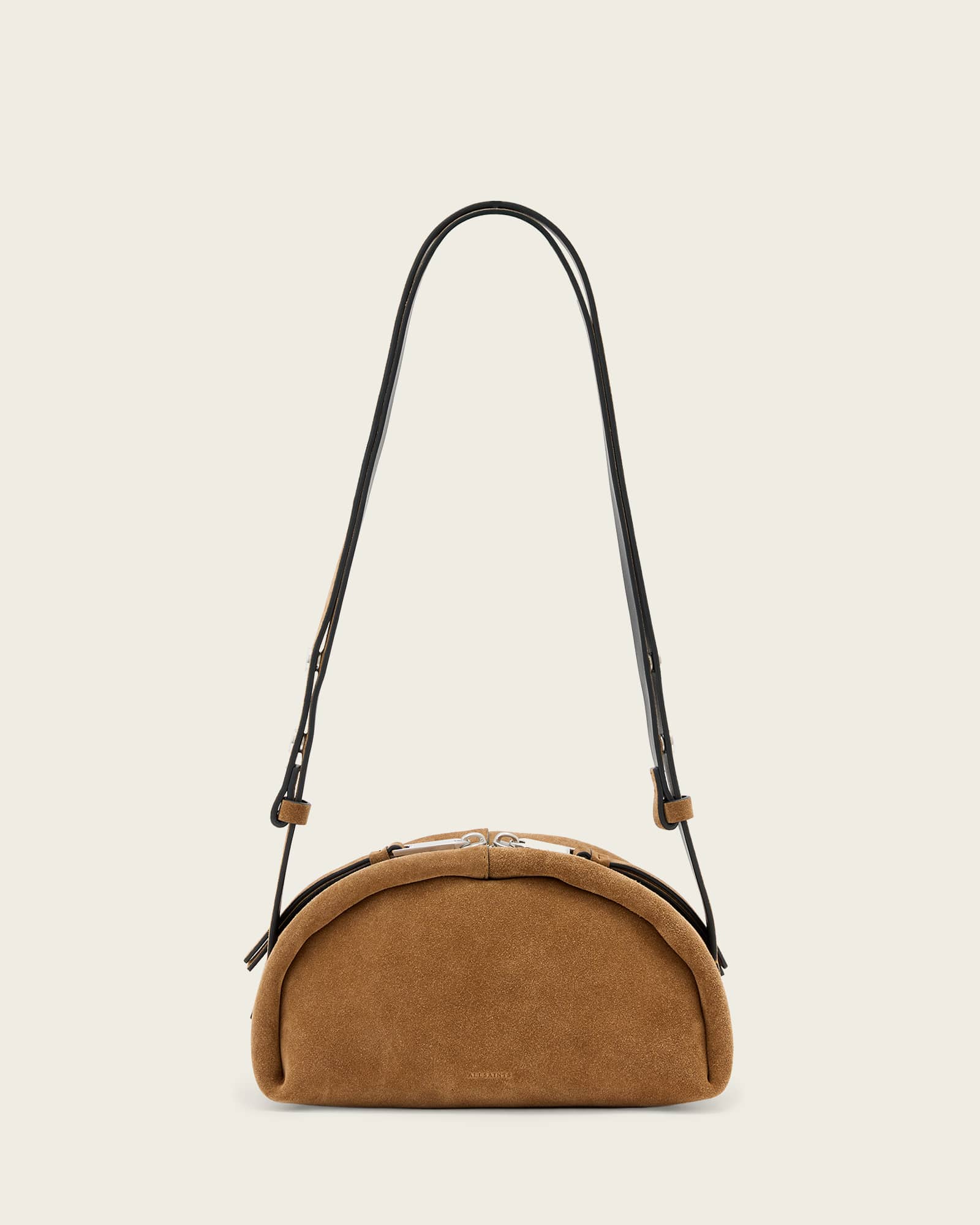 Allsaints Women's Brown Rosalie Arc Suede Crossbody Bag, One Size