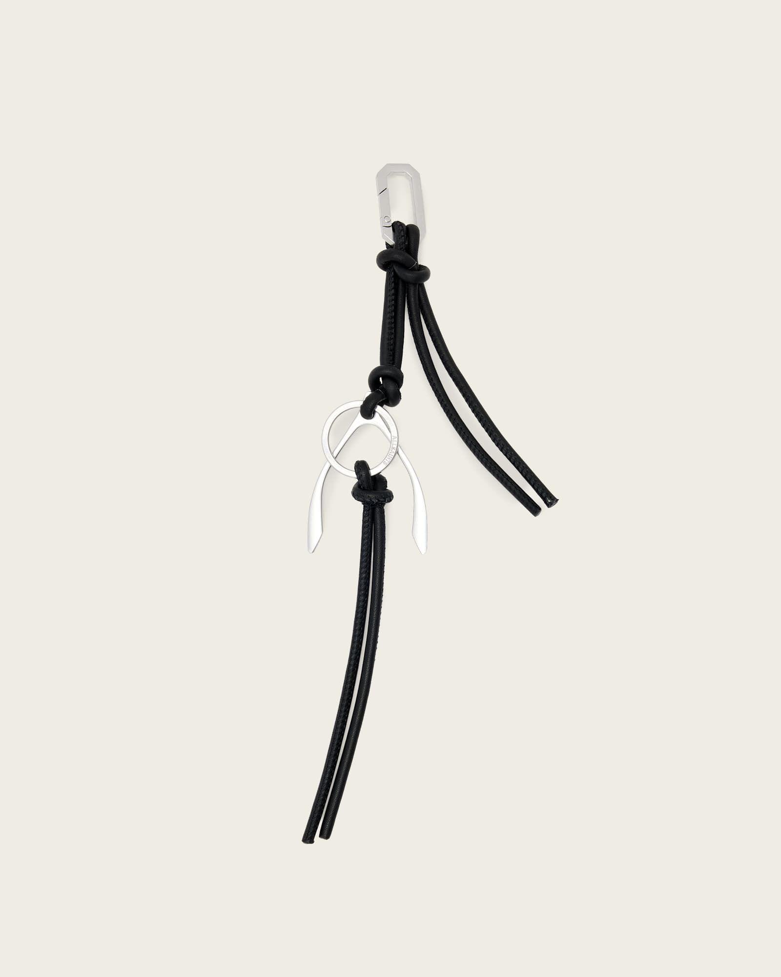 AllSaints Leather Metal Wishbone Bag Charm, Size: One Size