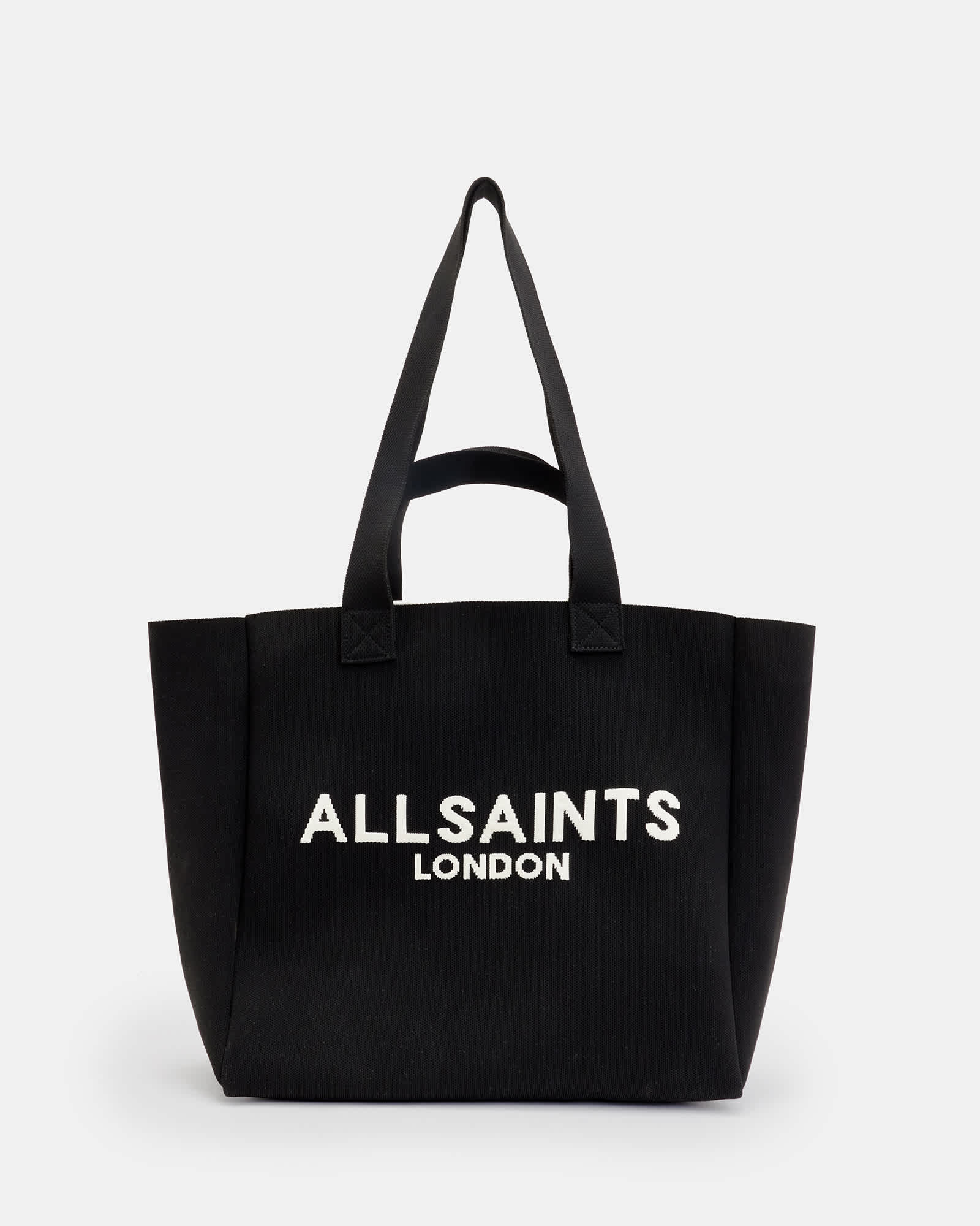 Allsaints Women's Black Izzy Logo Print Knitted Tote Bag, One Size