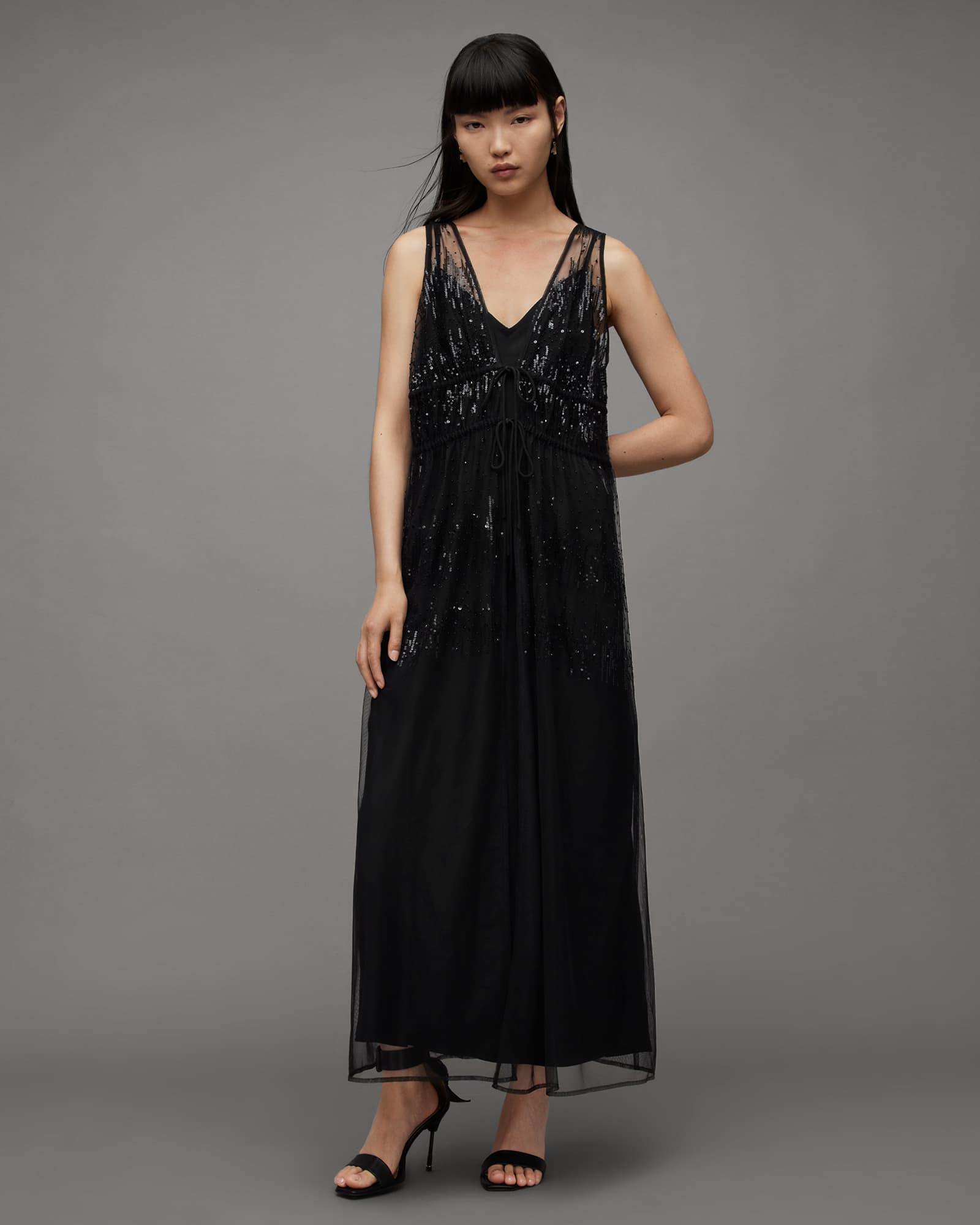 Allsaints Women's Robyn Embellished Sequin Maxi Dress - Size  8