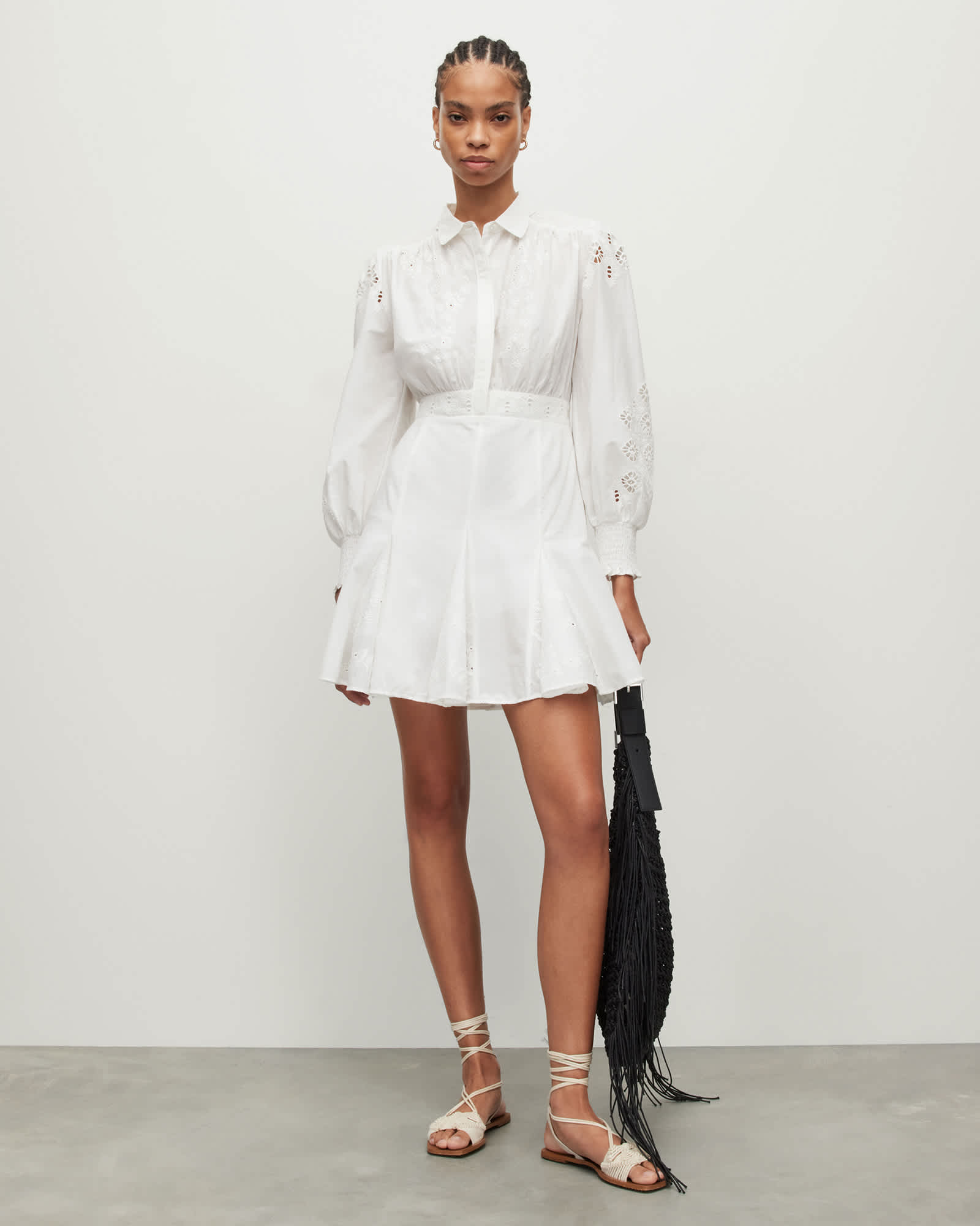 Allsaints Women's Keeley Embroidered Broderie Mini Dress - Size  16