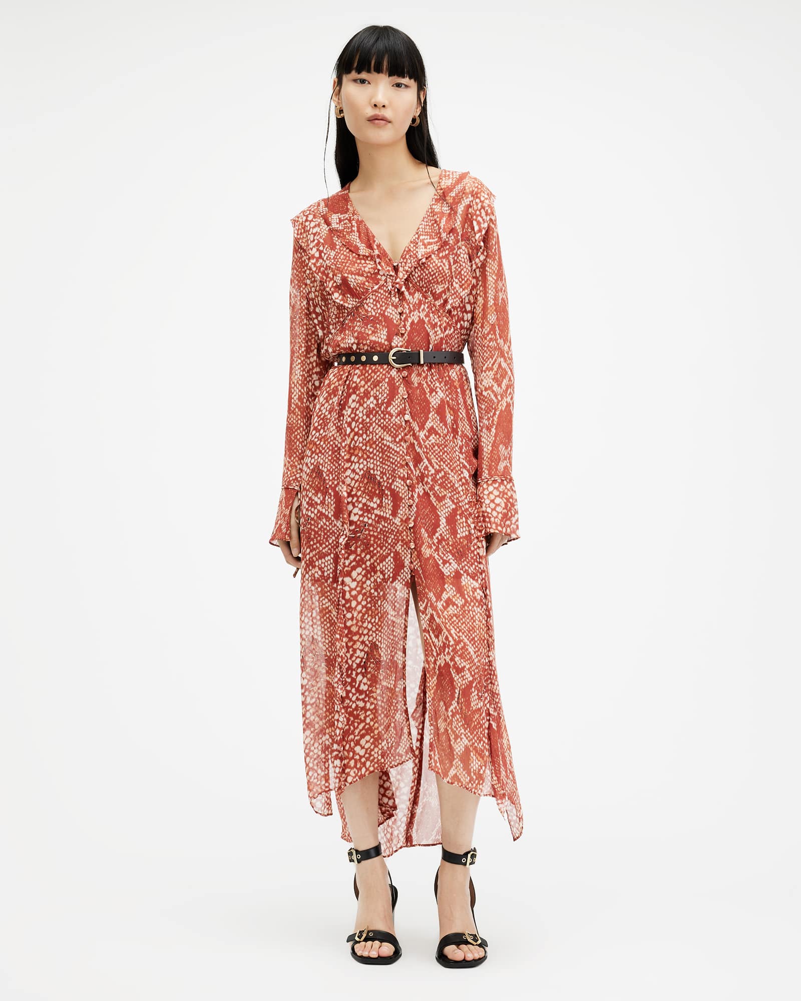 AllSaints Women's Liana Waimea Print V-Neck Maxi Dress