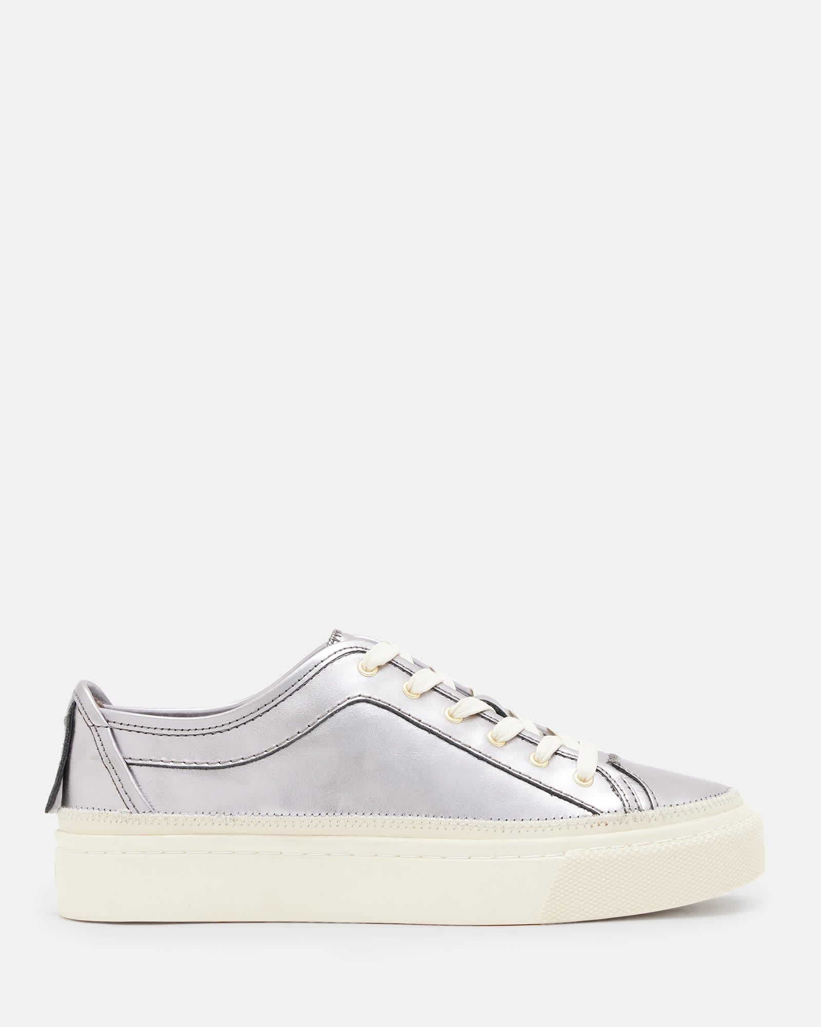 Allsaints Women's White Milla Metallic Leather Trainers - Size  2
