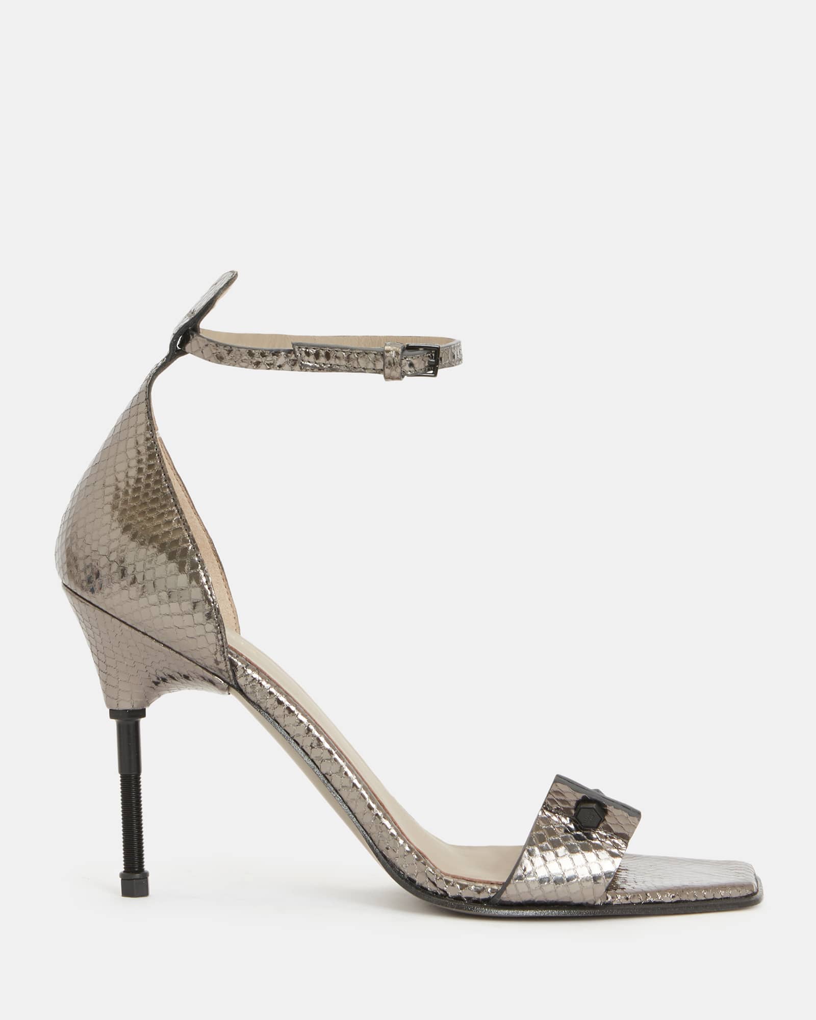 AllSaints Women's Betty Square Toe Leather Heeled Sandals