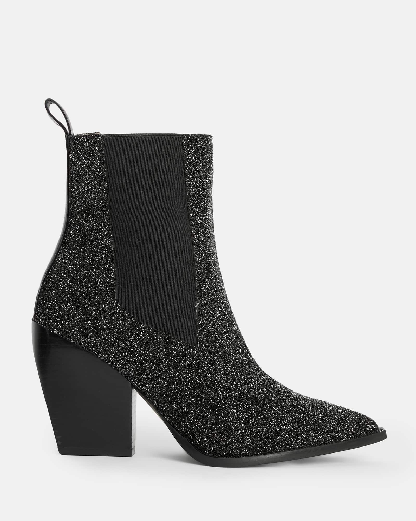 AllSaints Ria Leather Sparkle Boots