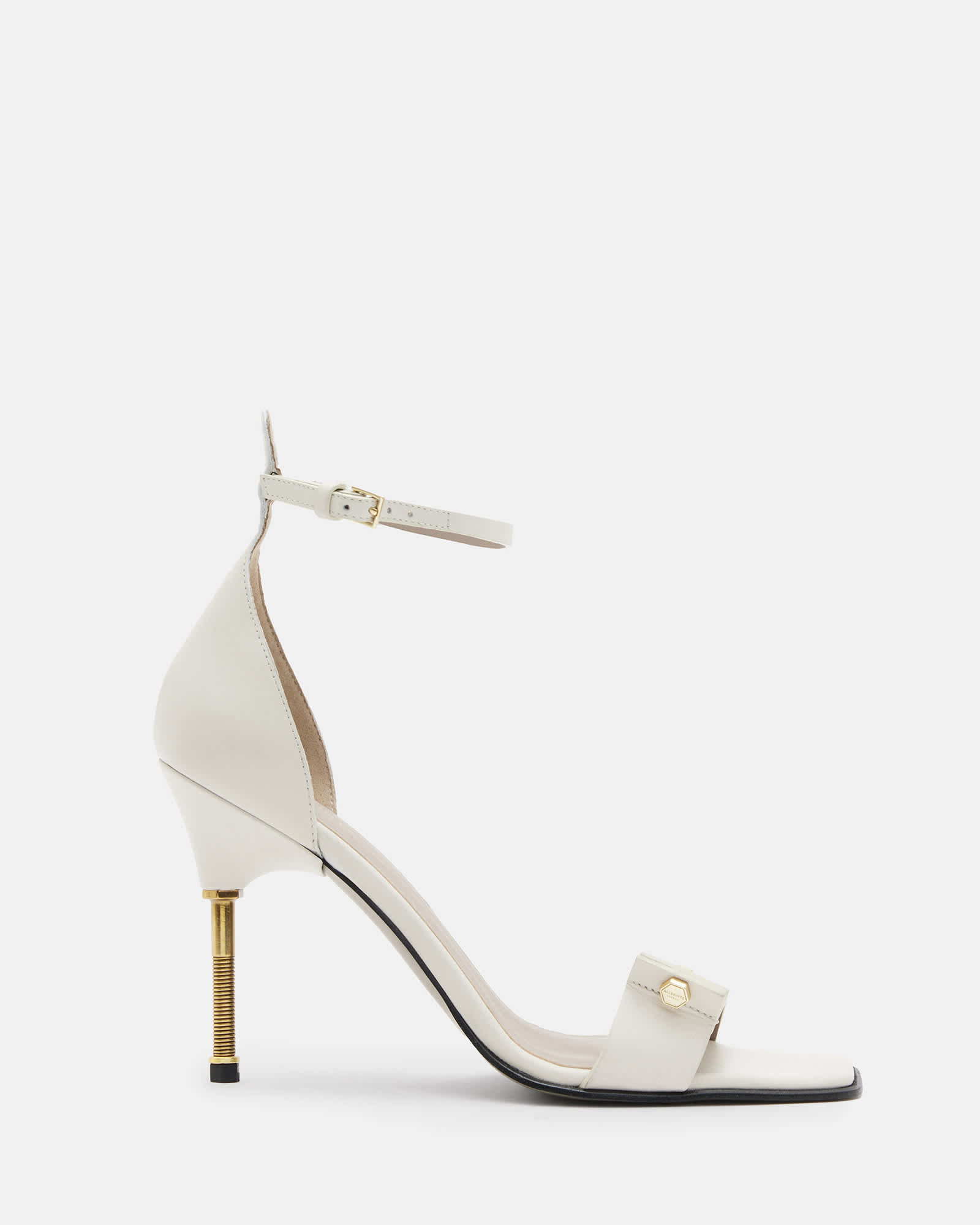 Allsaints Women's Betty Square Toe Leather Heeled Sandals - Size  8