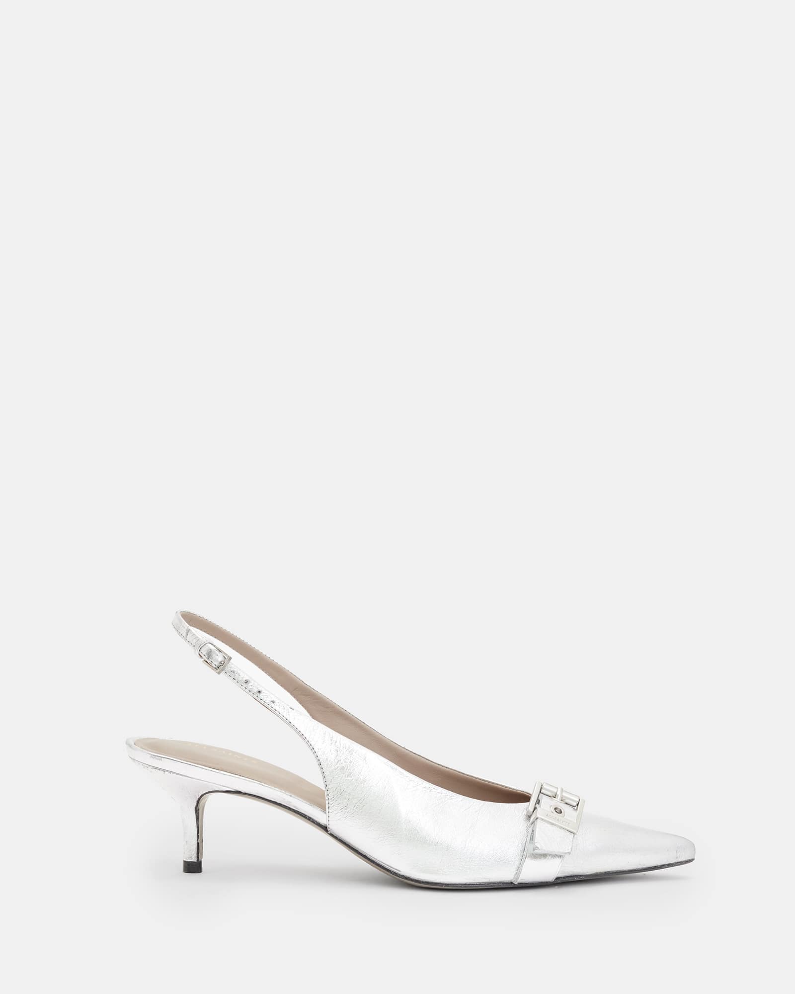 AllSaints Selina Slingback Leather Kitten Heels