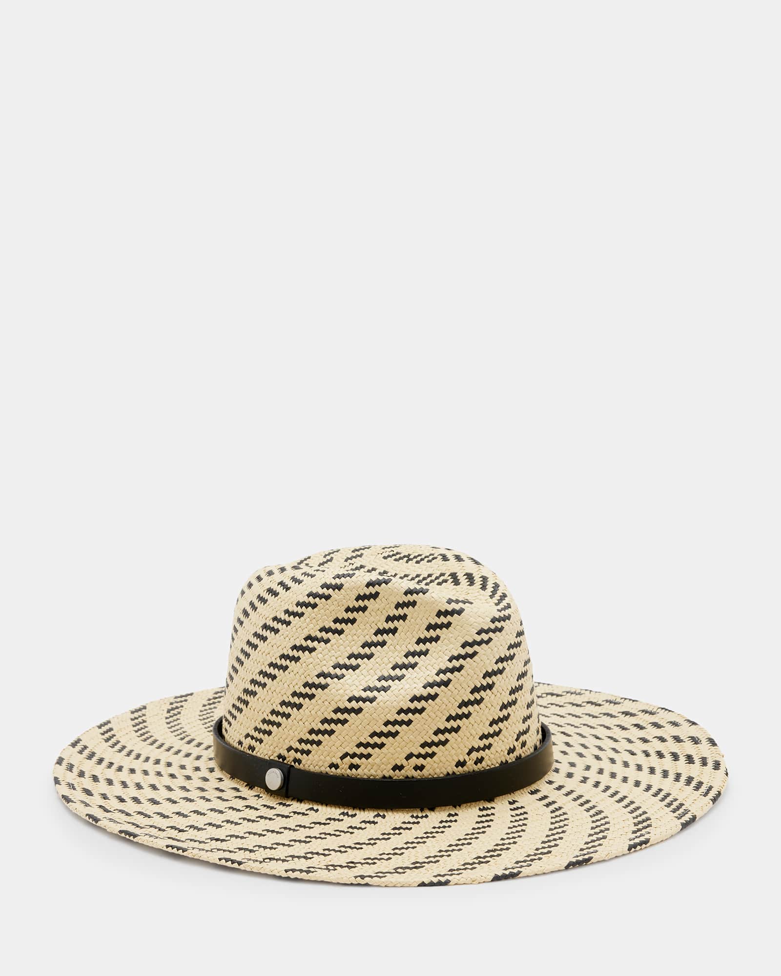 AllSaints Paper Straw Candice Straw Two Tone Striped Fedora