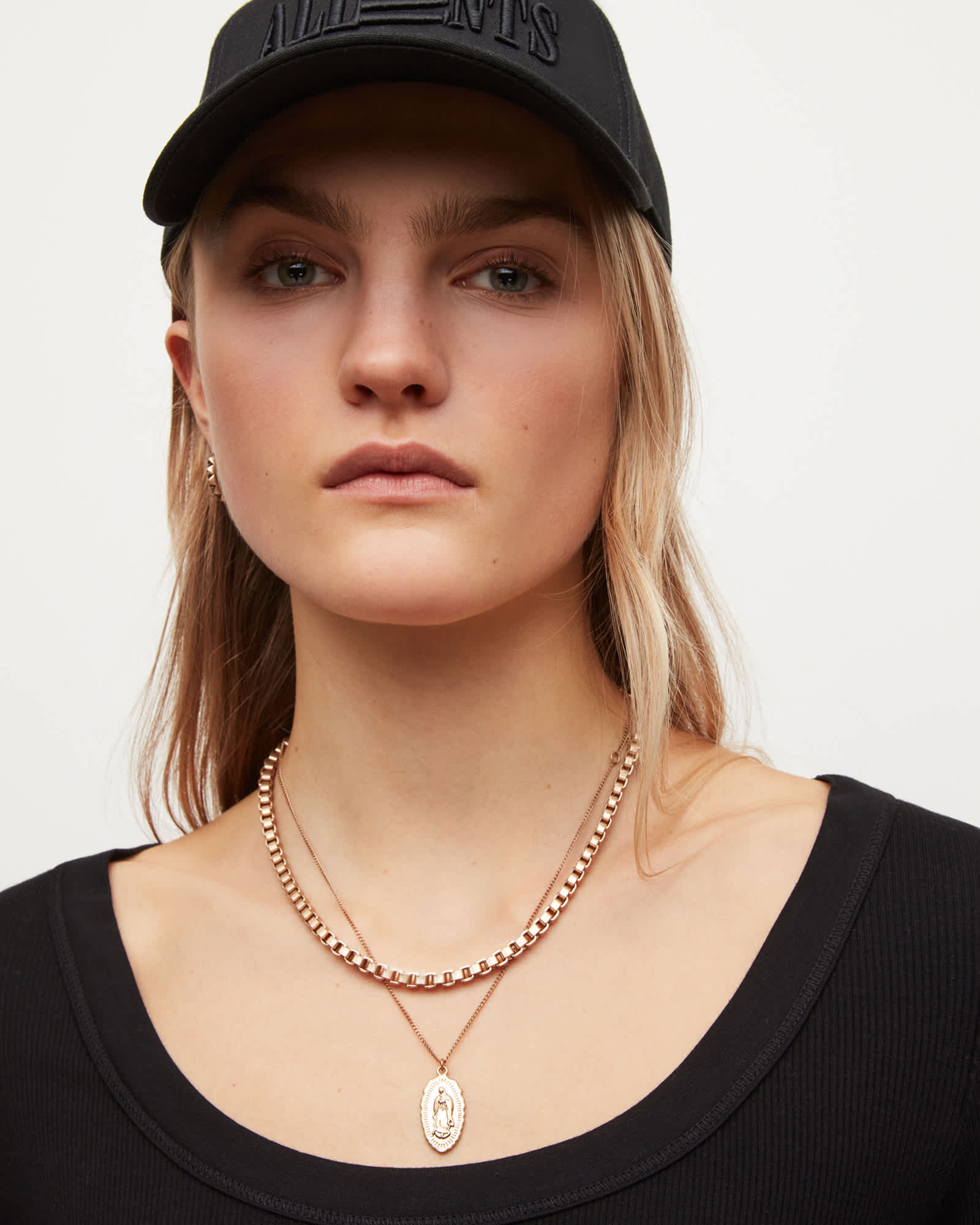 AllSaints Lace Saint Gold Vermeil Pendant Necklace