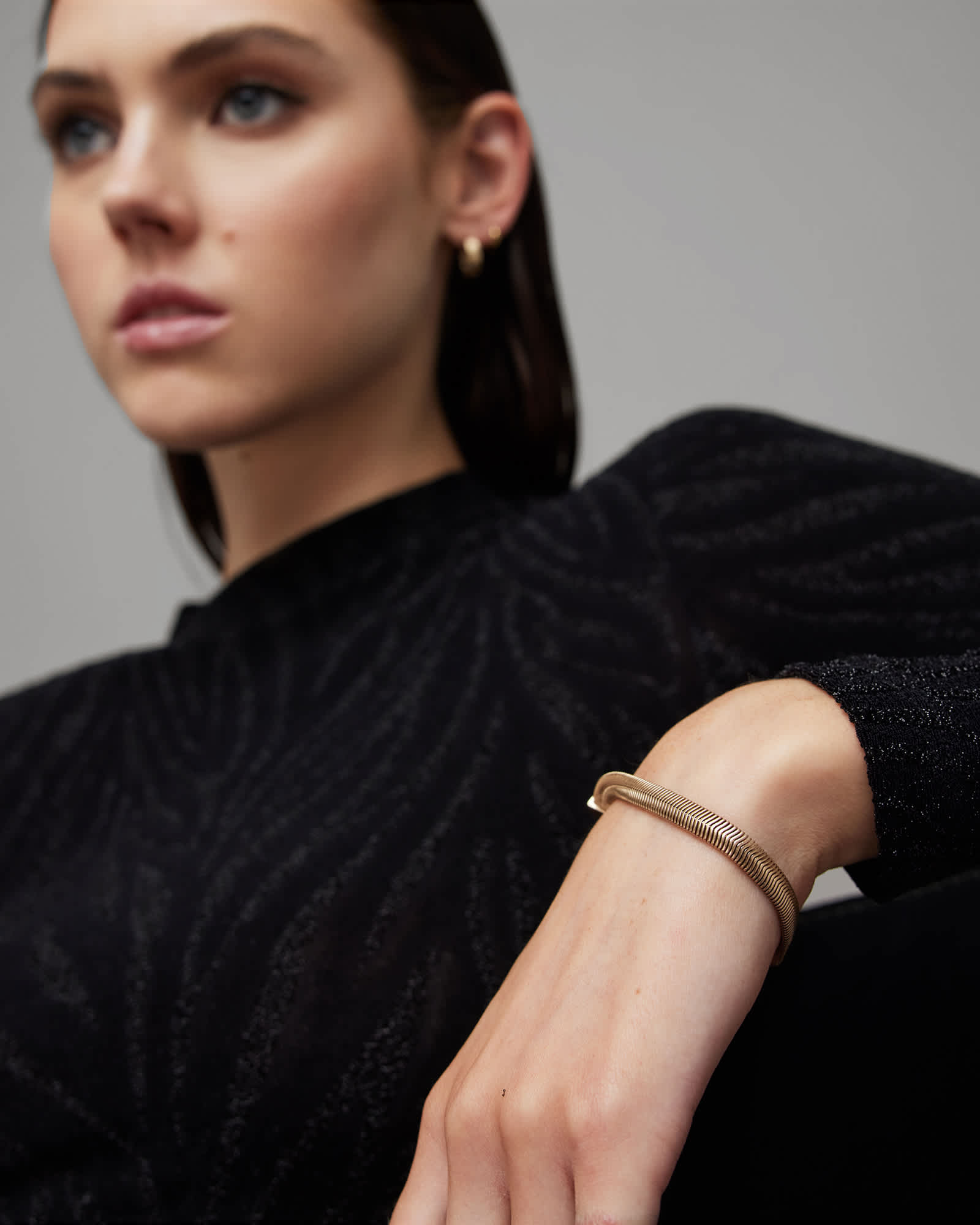 AllSaints Flat Snake Gold-Tone Bracelet