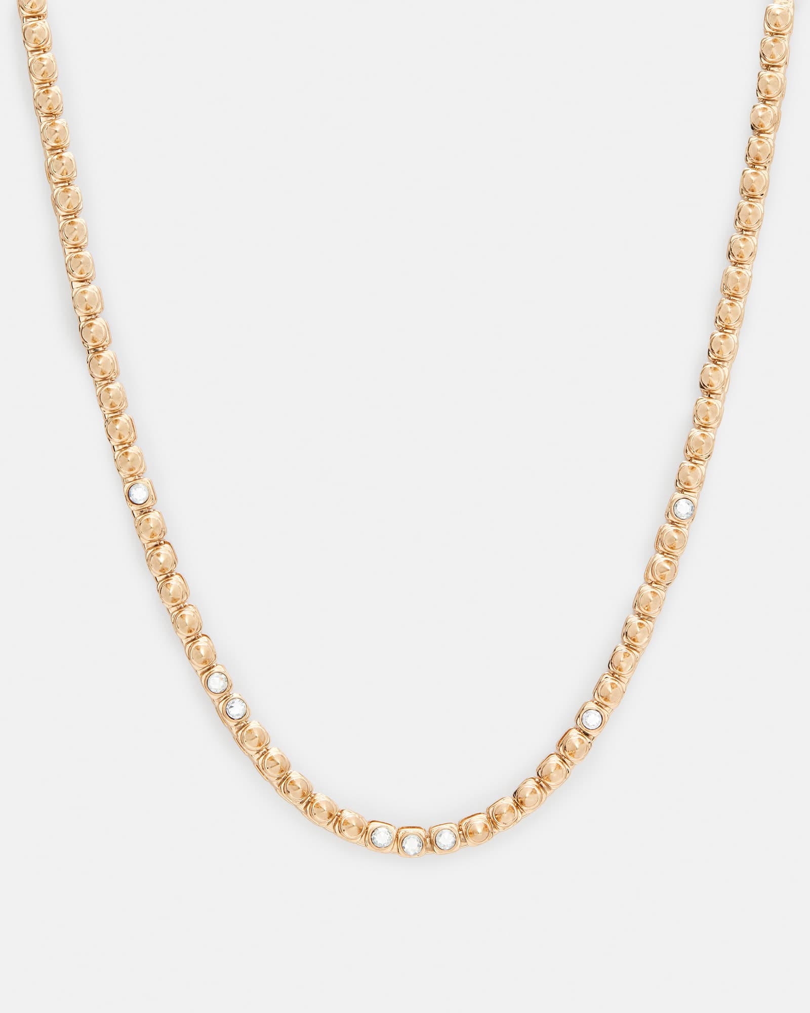 AllSaints Women's Zinc Bobbie Box Chain Studded Necklace