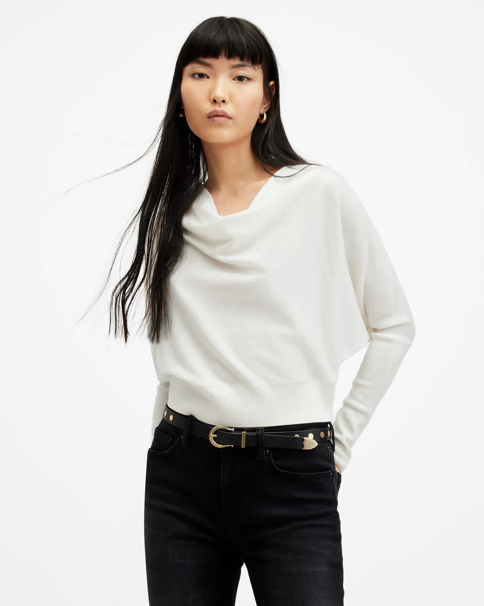 AllSaints Ridley Cropped Merino Wool Sweater