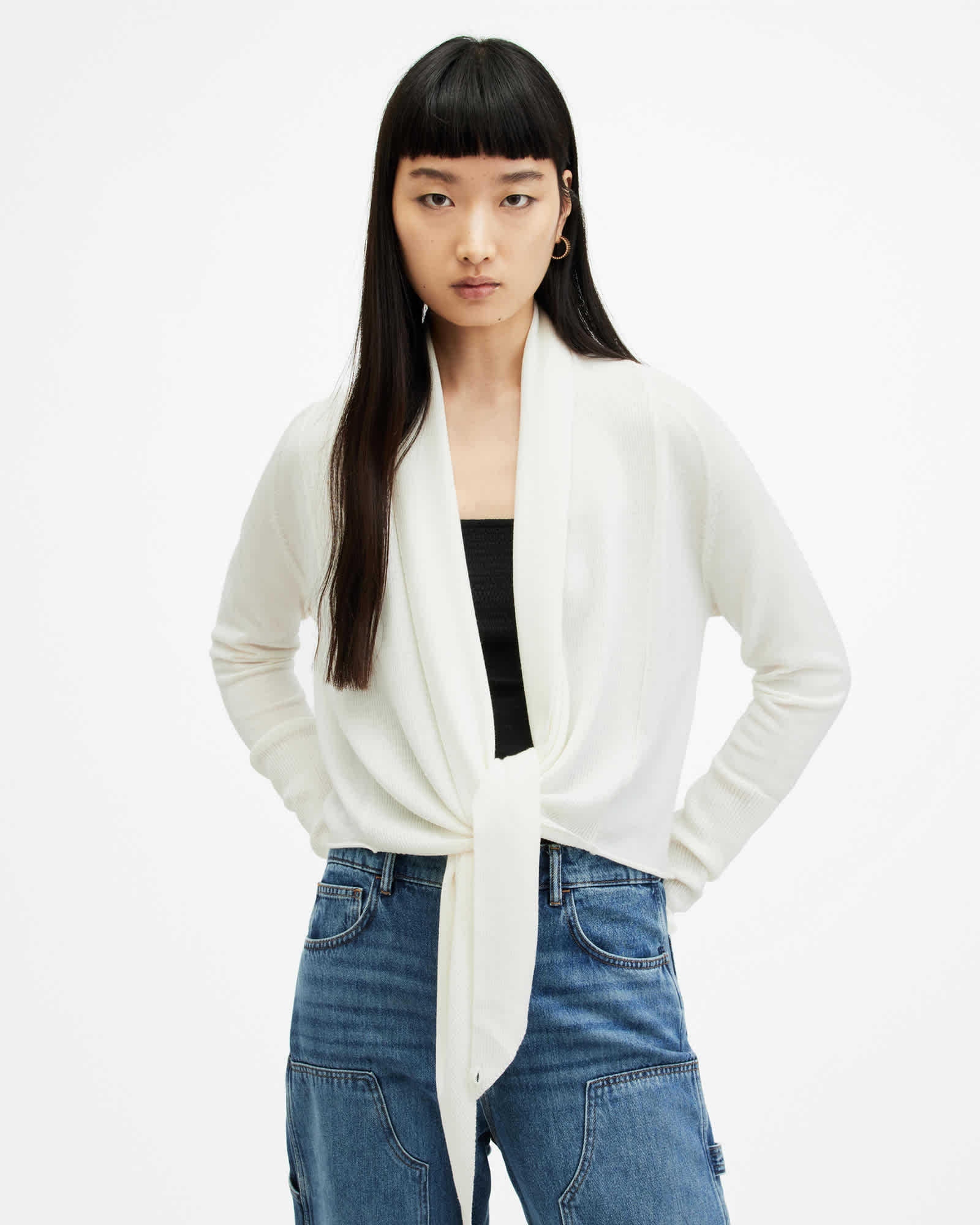 Allsaints Women's White Wasson Pirate Lightweight Cardigan - Size  Xs