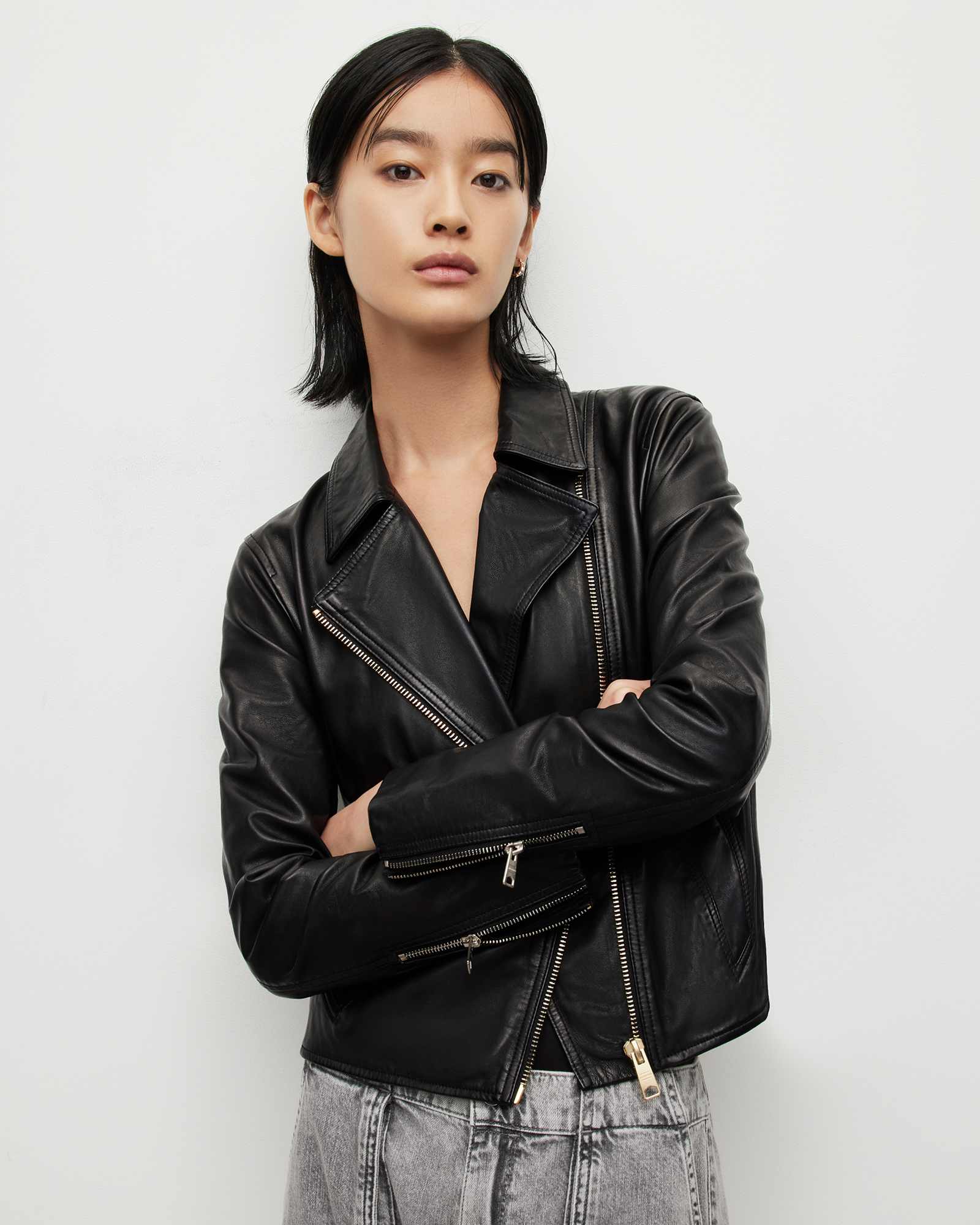 Allsaints Women's Vela Leather Biker Jacket - Size  6