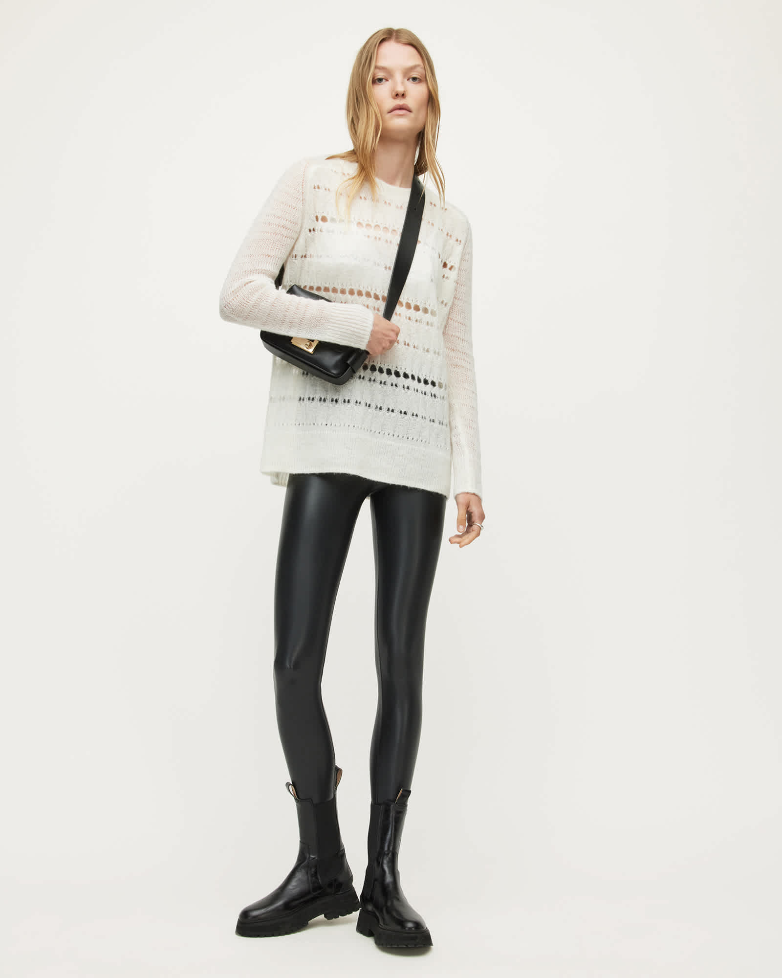 Allsaints Women's Cora Leather Look High-Rise Leggings - Size  2