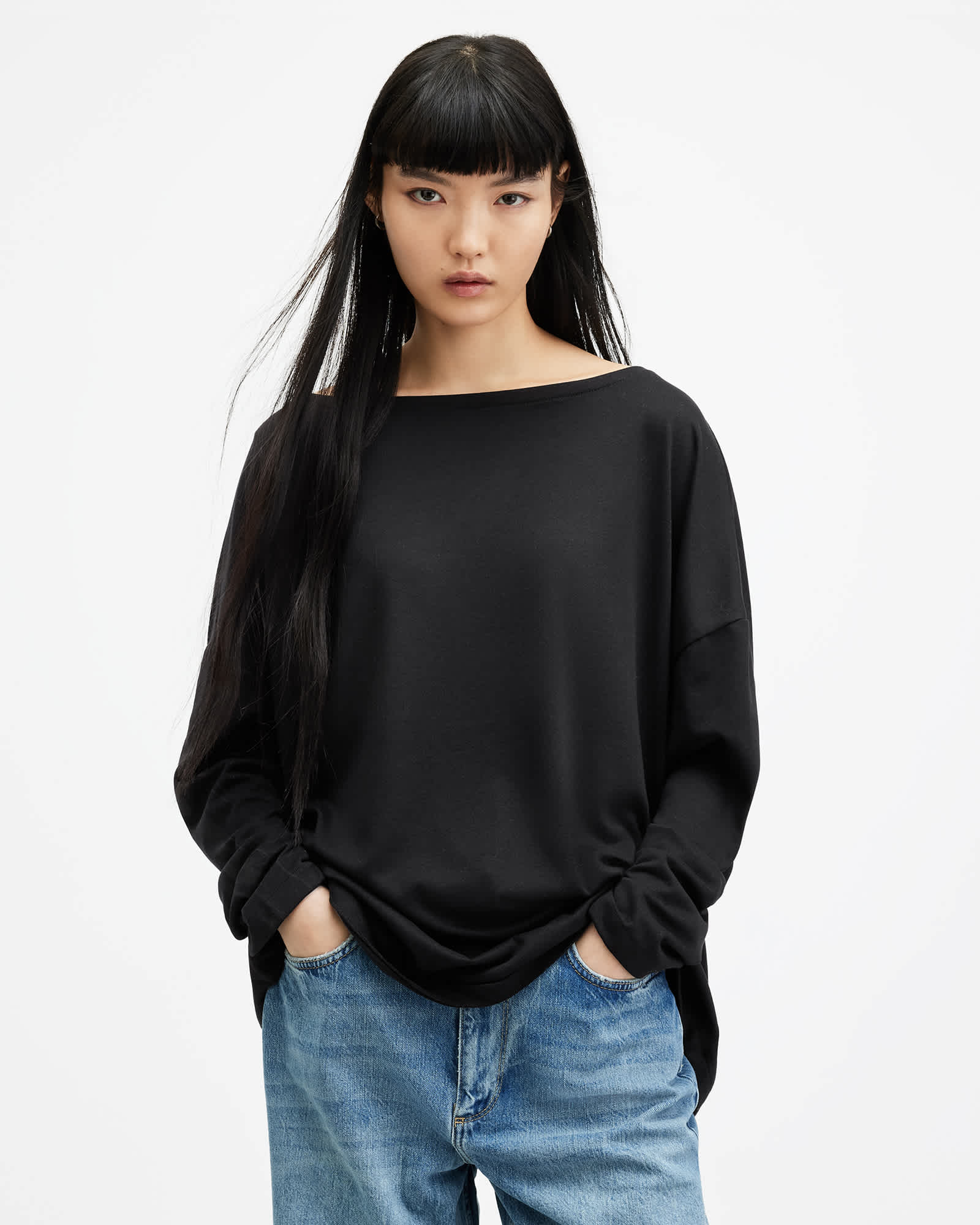 Allsaints Women's Black Rita Oversized T-Shirt - Size  Xs