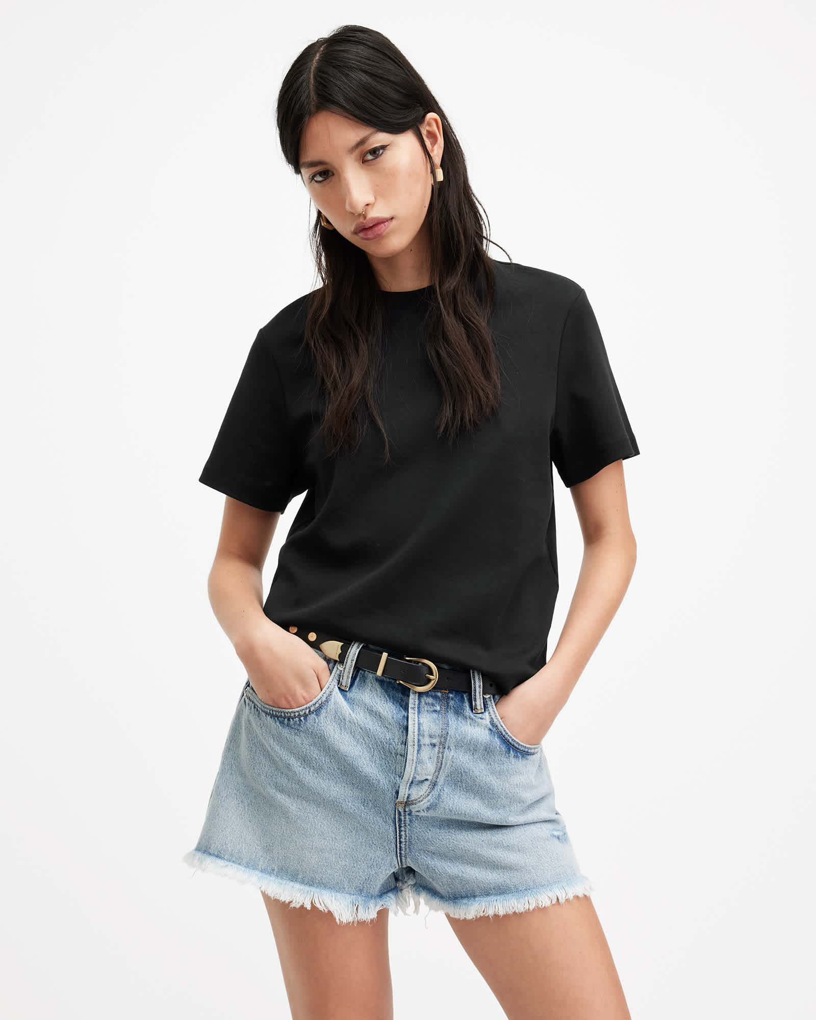 AllSaints Lisa Crew Neck Short Sleeve T-Shirt, Black