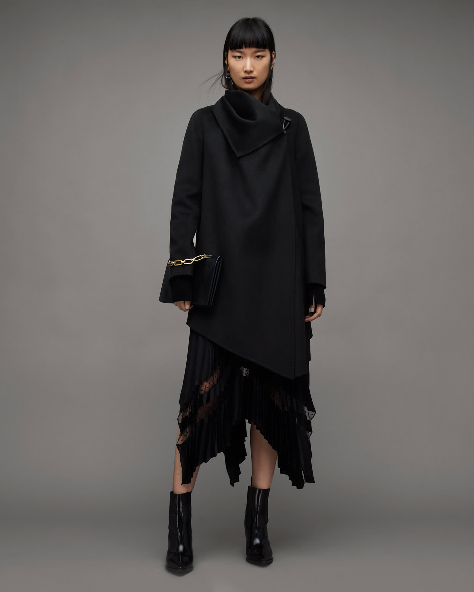 AllSaints Monument Eve Wool Blend Coat
