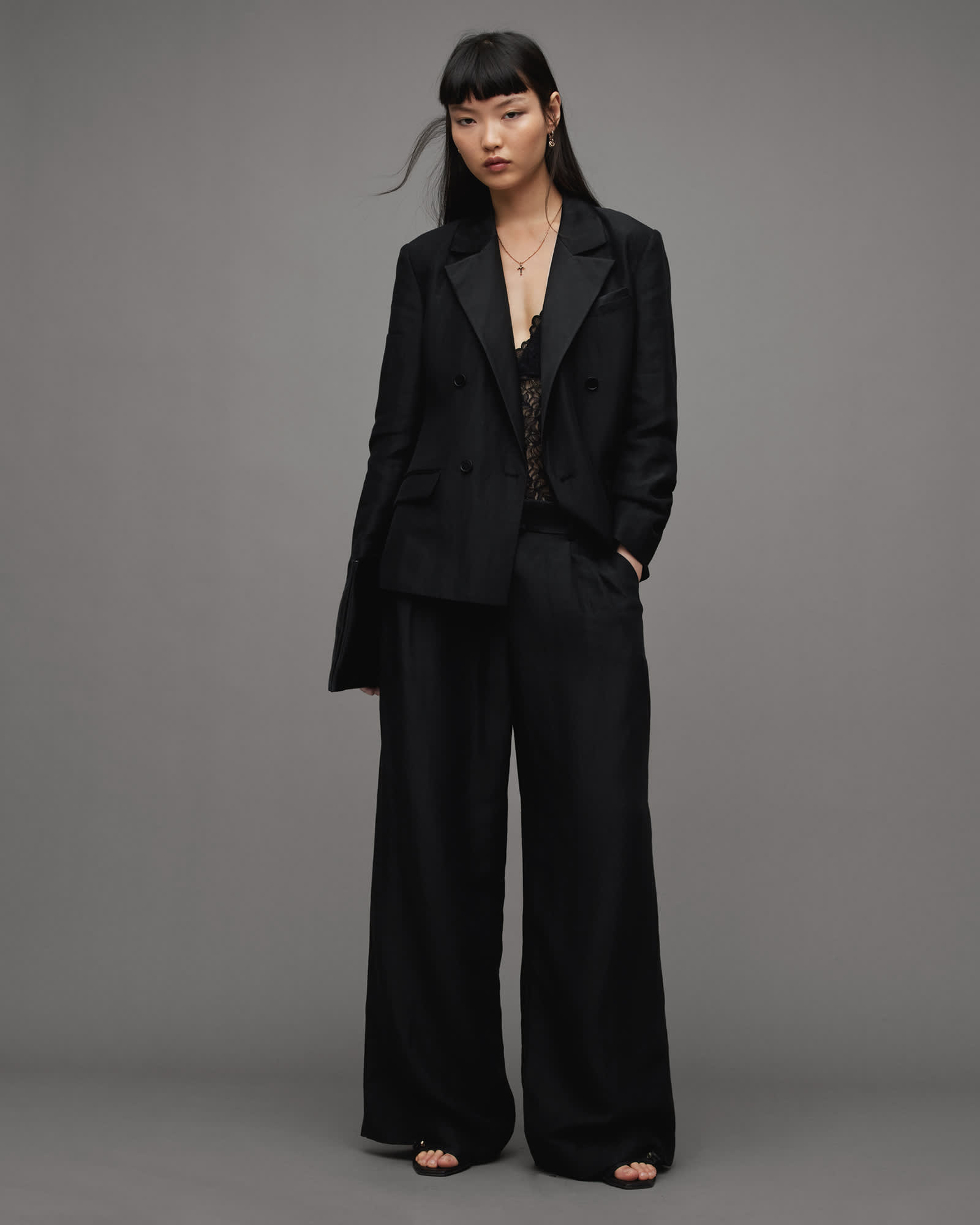 Allsaints Women's Eve Linen Blend Tailored Slim Fit Blazer - Size  6