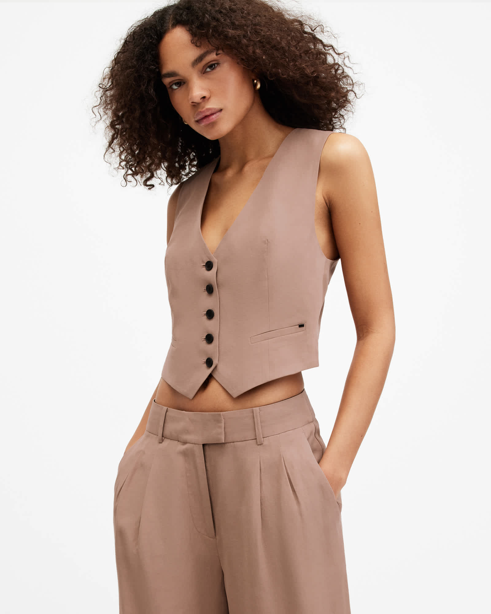Allsaints Women's Deri Lyn Linen Blend Waistcoat - Size  16