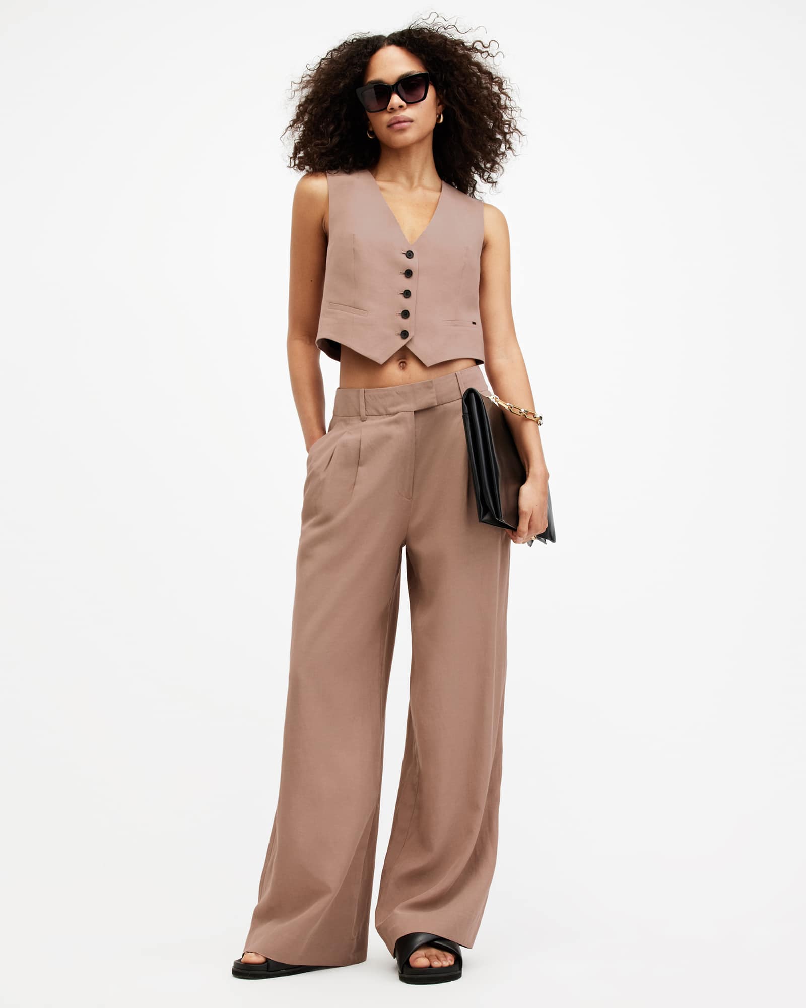 Allsaints Women's Deri Lyn Linen Blend Trousers - Size  16