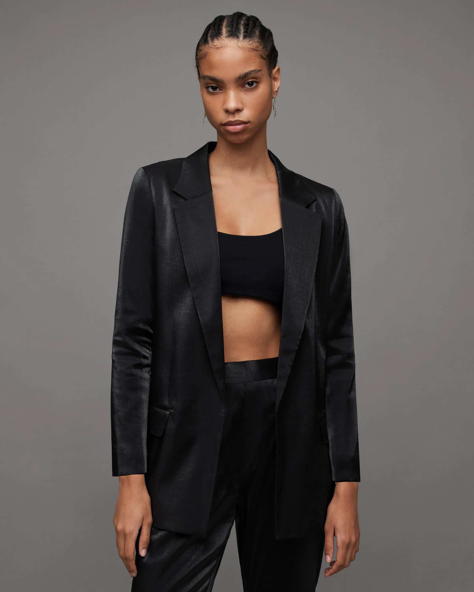 Allsaints Women's Aleida Shiny Tailored Slim Fit Blazer - Size  6