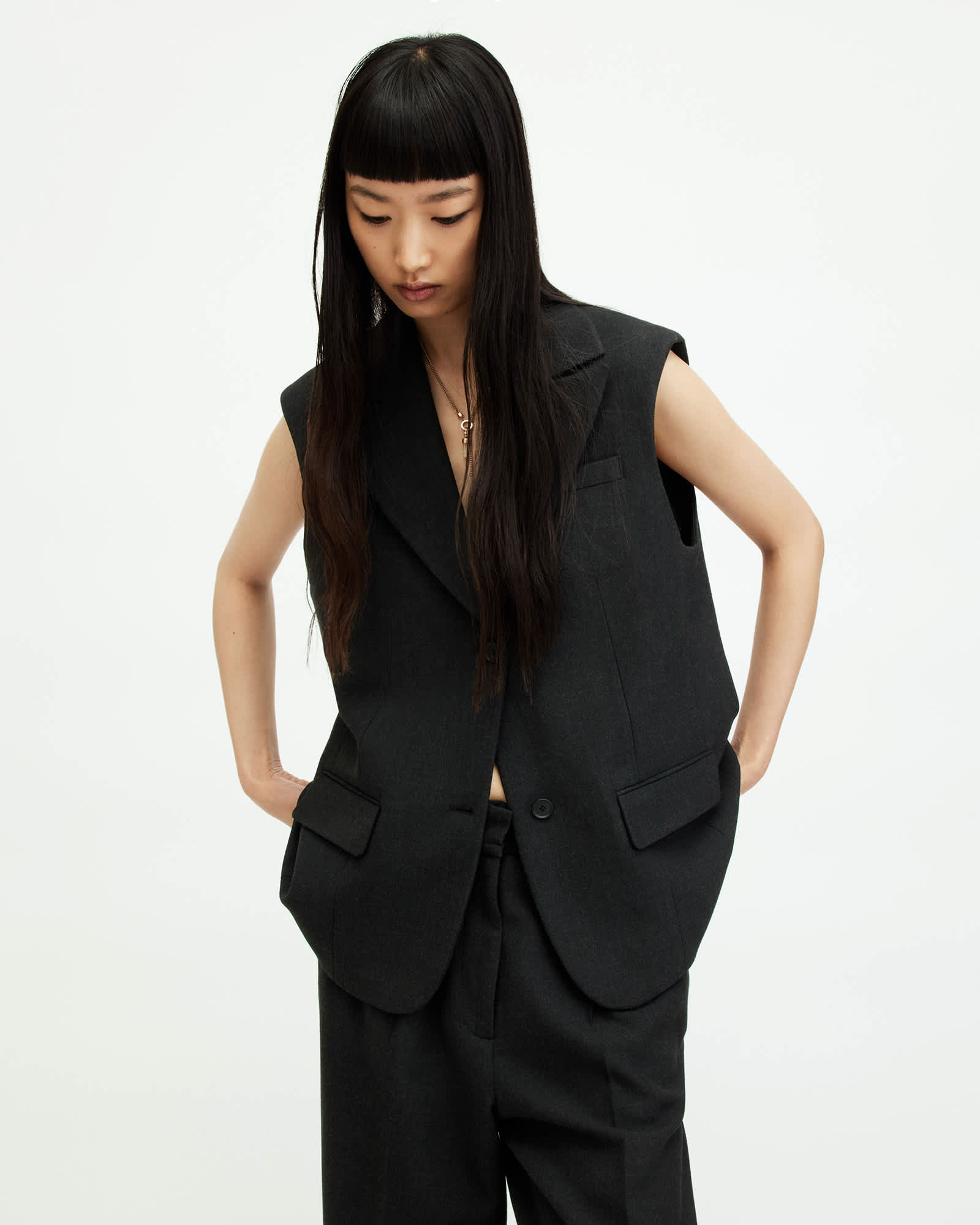 Allsaints Women's Sammey Relaxed Fit Waistcoat - Size  16