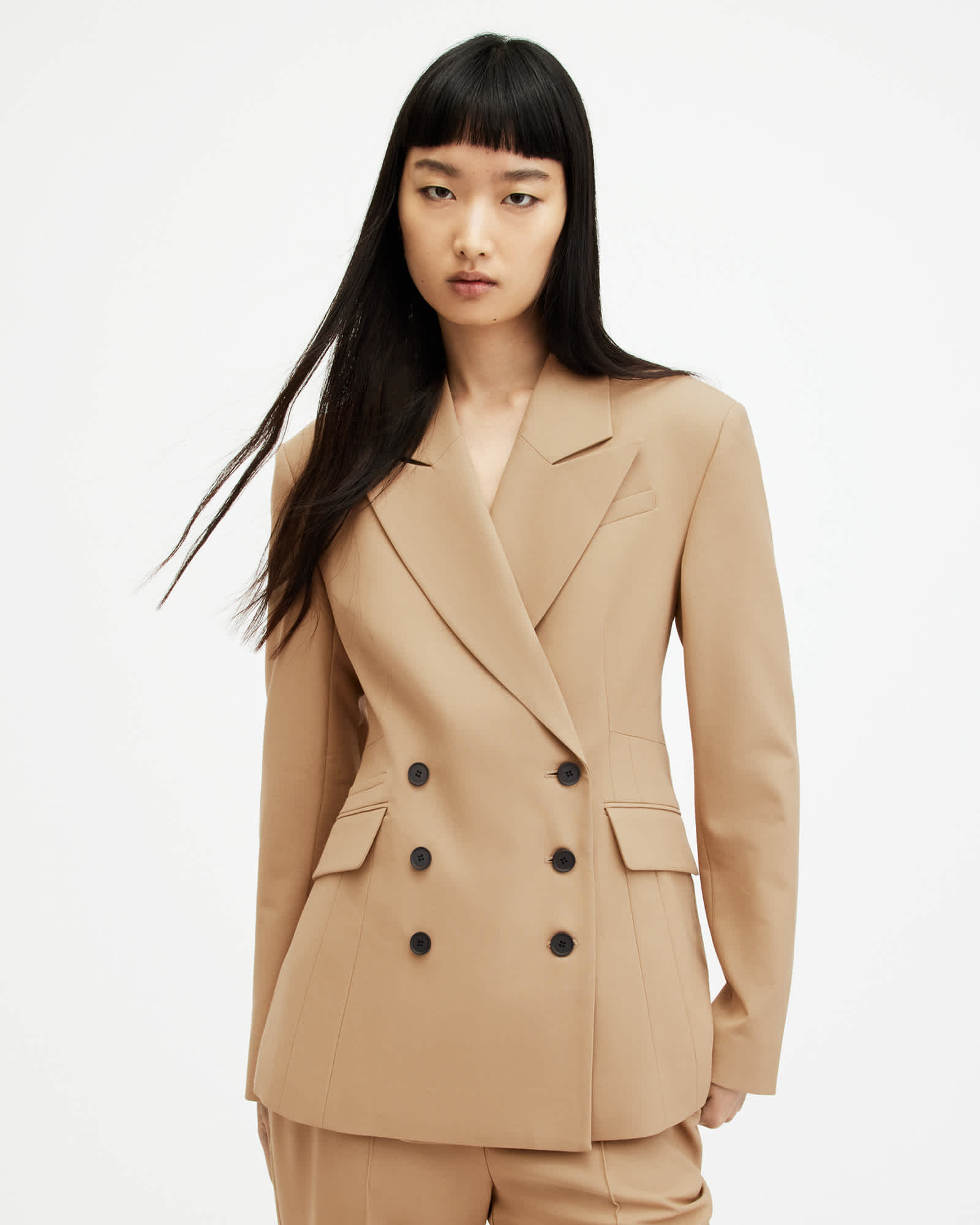 AllSaints Women's Sevenh Cinched Waist Slim Fit Blazer
