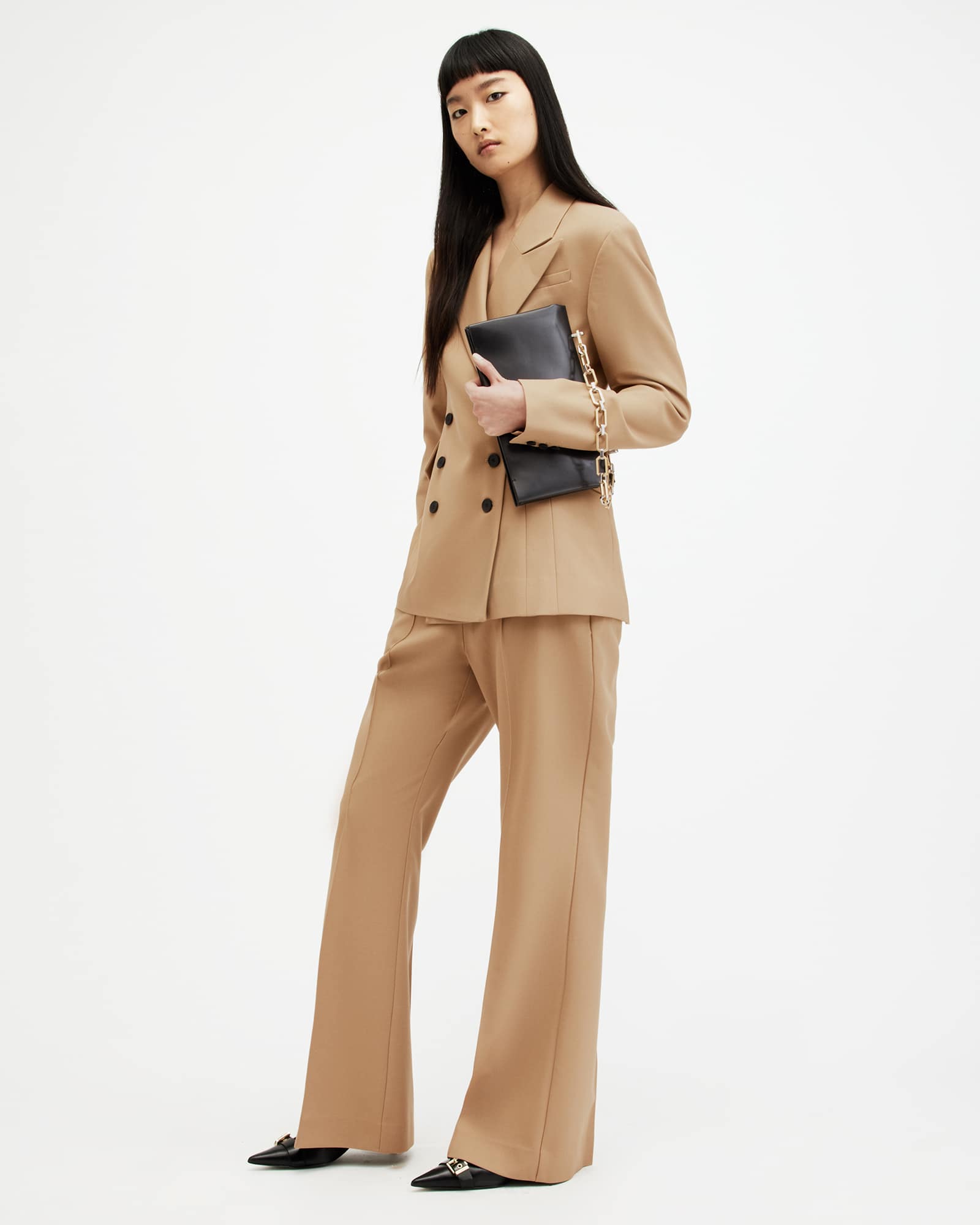 Allsaints Women's Sevenh High-Rise Slim Flared Trousers - Size  16