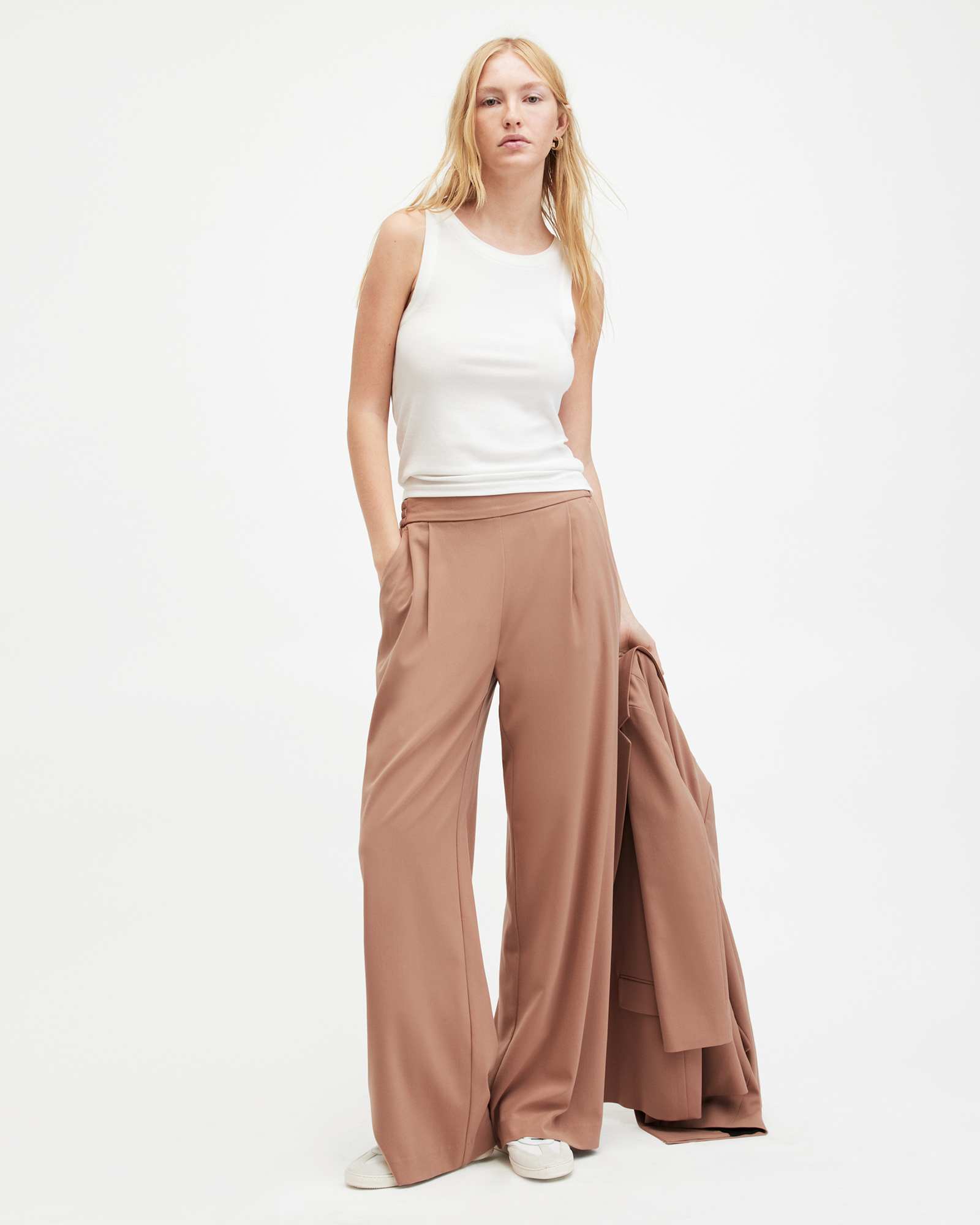 Allsaints Women's Aleida Lightweight Wide Leg Trousers - Size  6