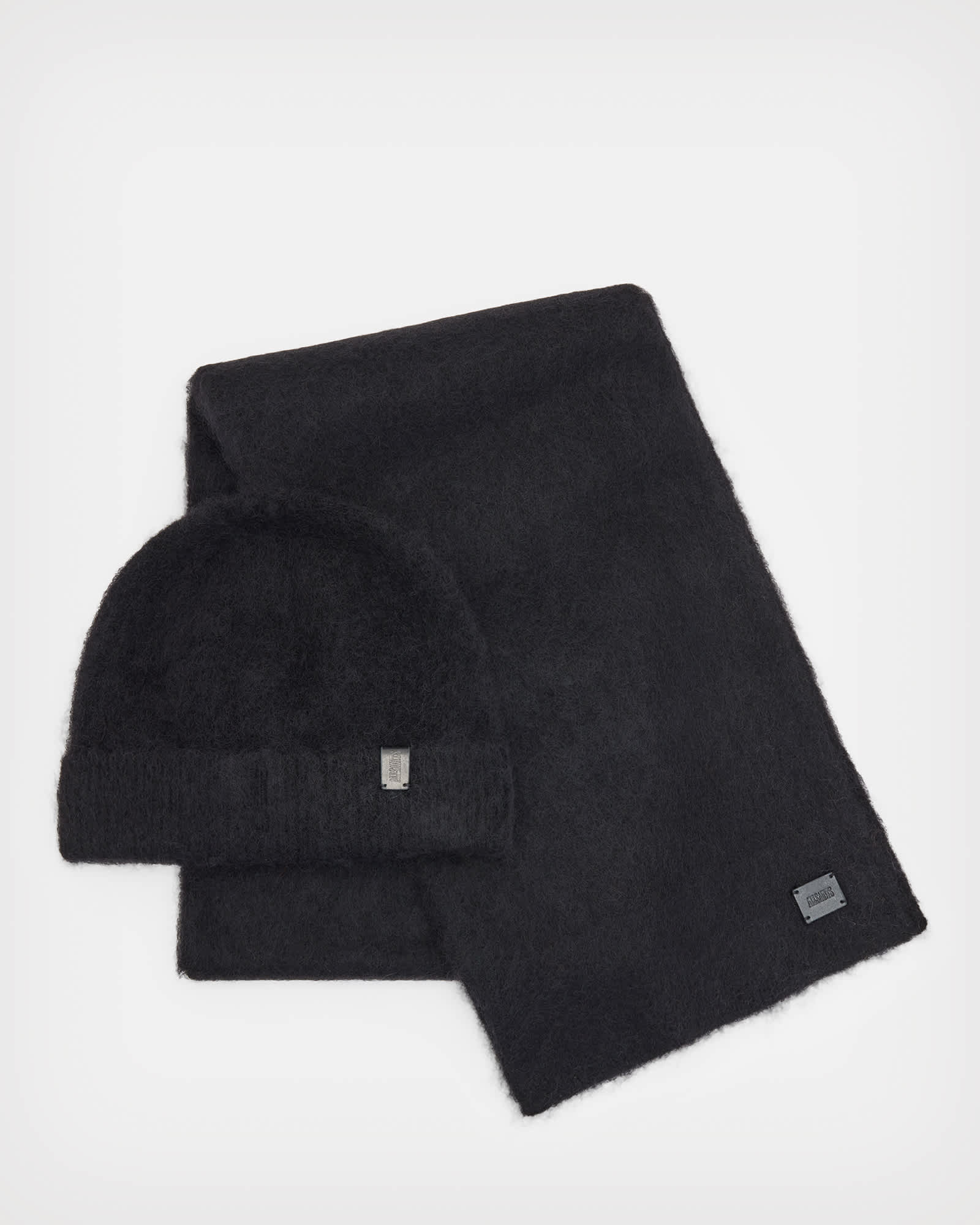 AllSaints Leather Logan Brushed Beanie and Scarf Gift Set
