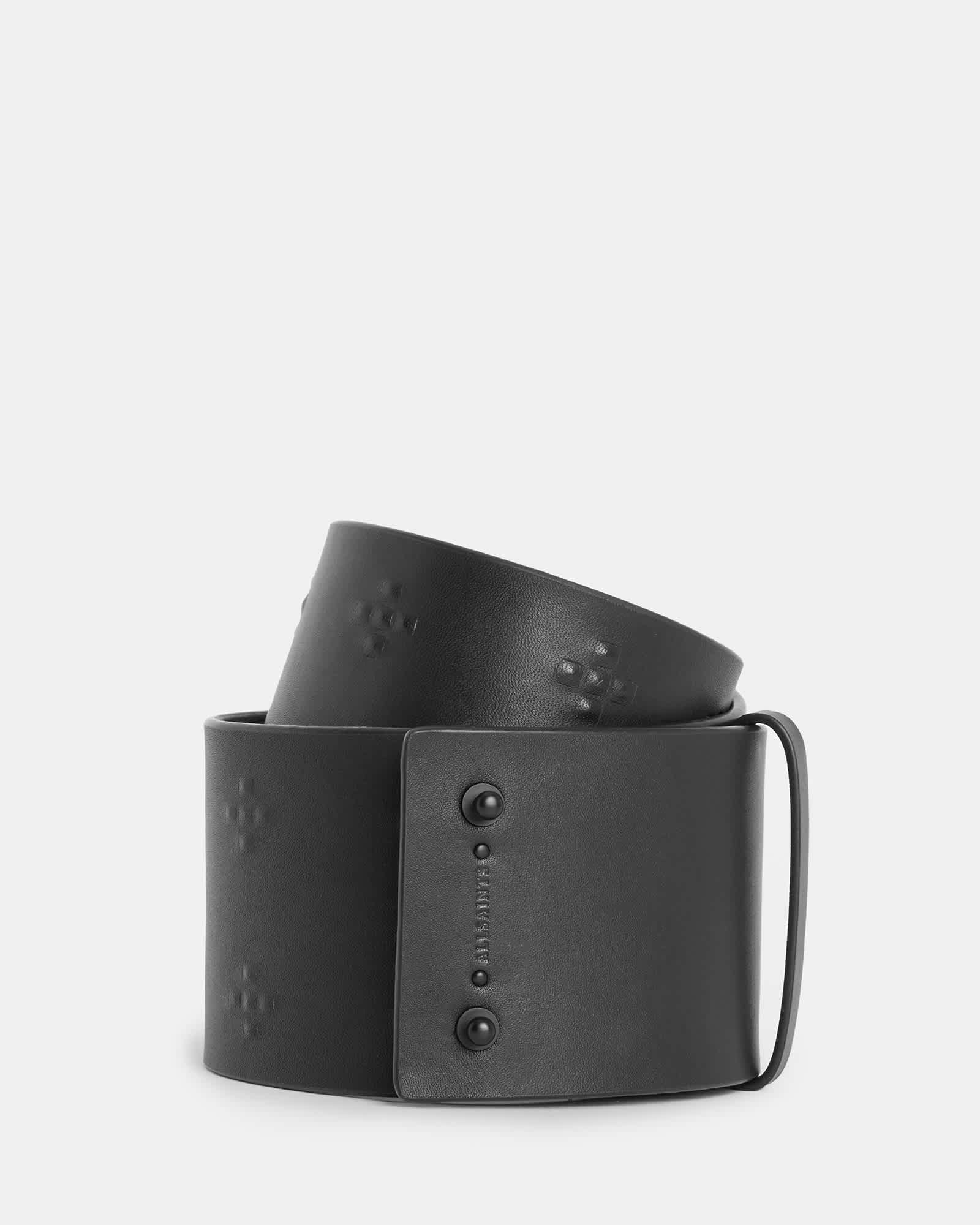 Allsaints Women's Black Nova Debossed Leather Waist Belt - Size  Xs