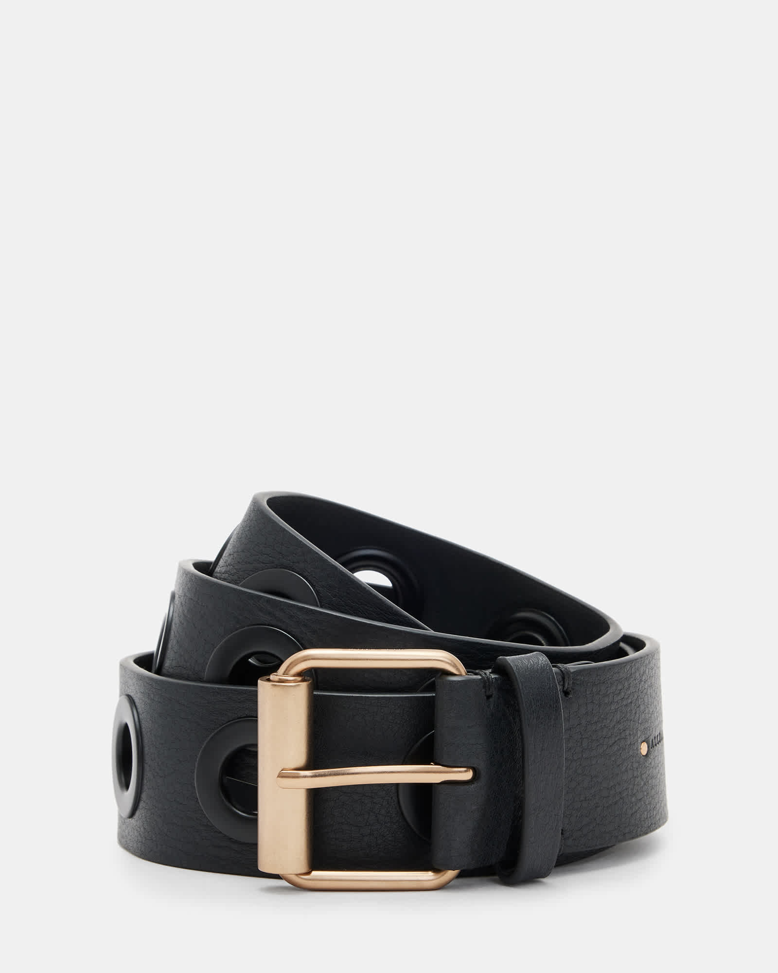 Allsaints Women's Black Dani Matte Leather Belt - Size  L/Xl