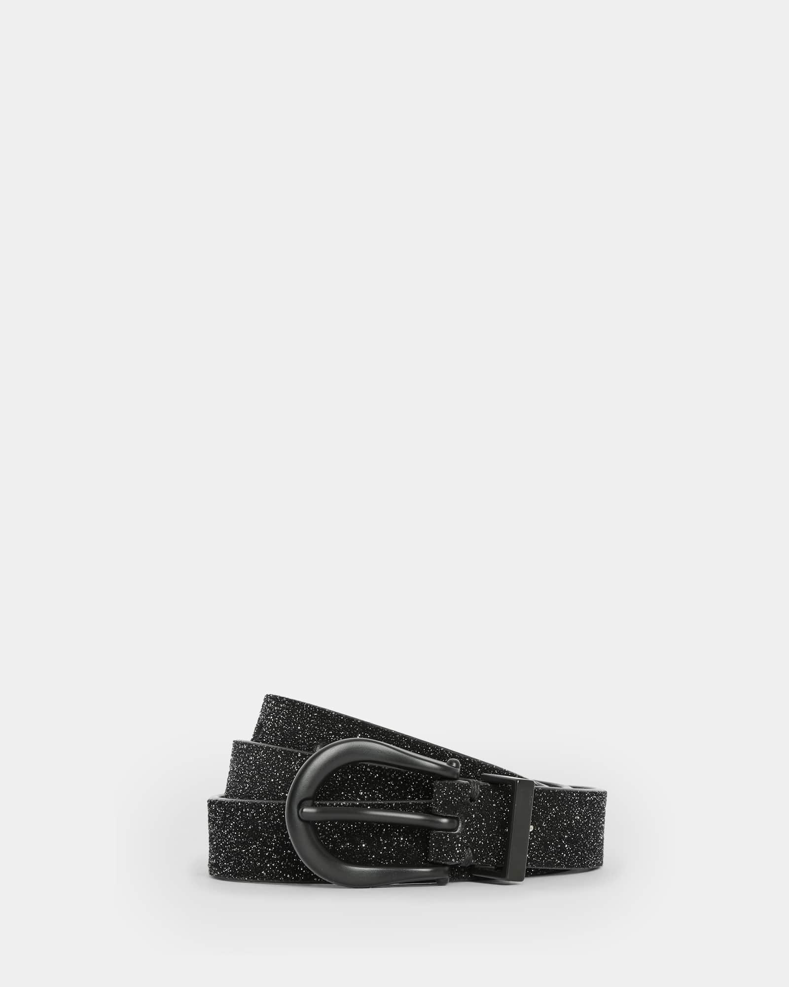 Allsaints Women's Black Luna Sparkle Skinny Leather Western Belt - Size  Xl