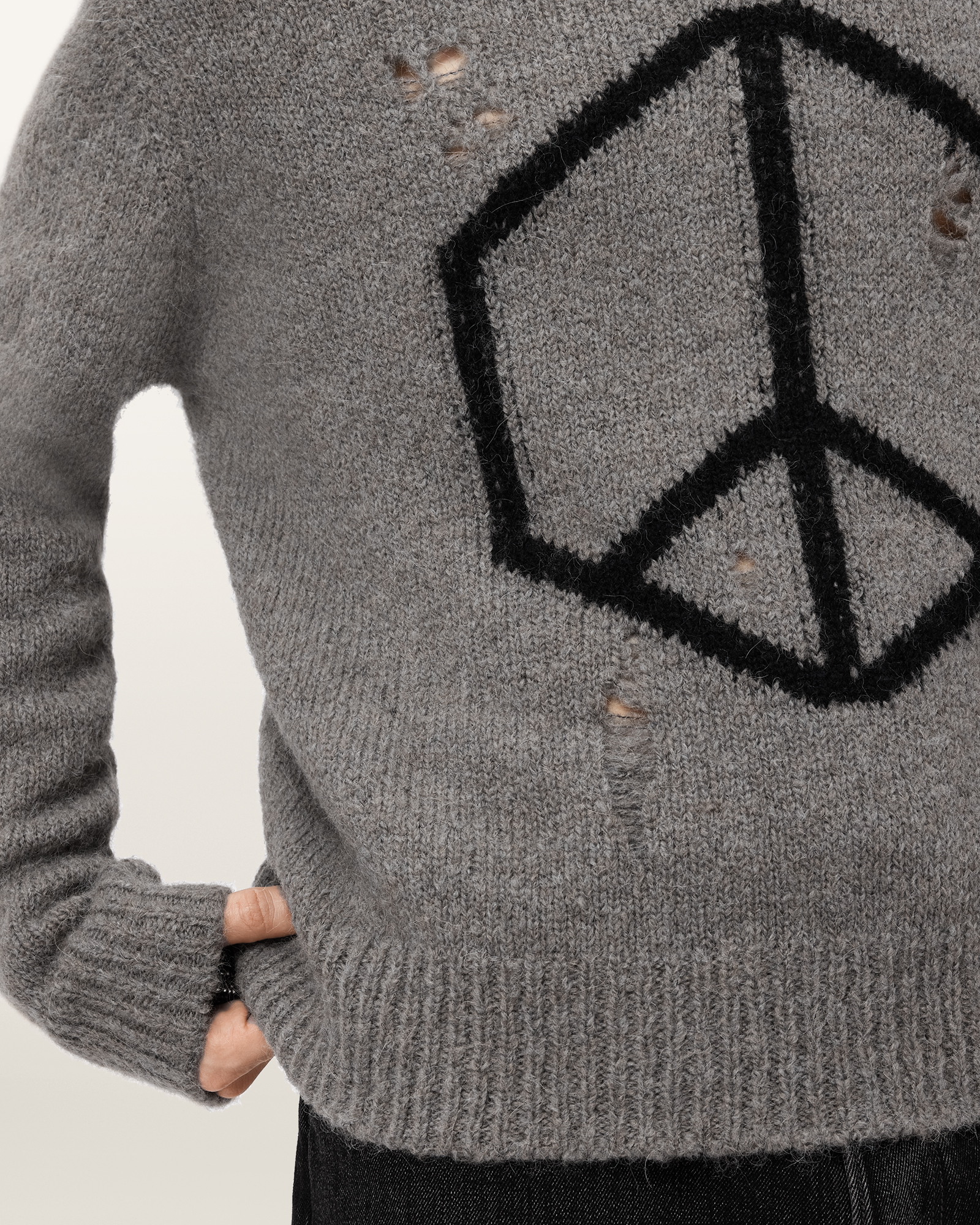 PEACE SIGN INTARSIA