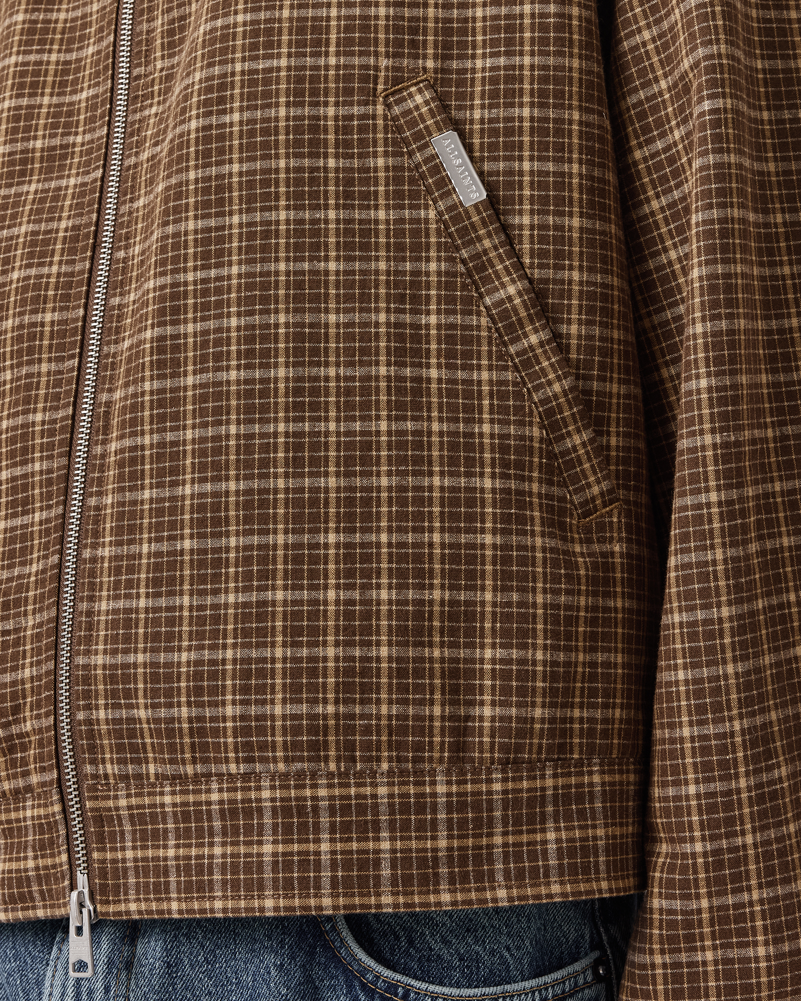 Lakeshaw Relaxed Fit Linen Blend Check Jacket MORASS BROWN