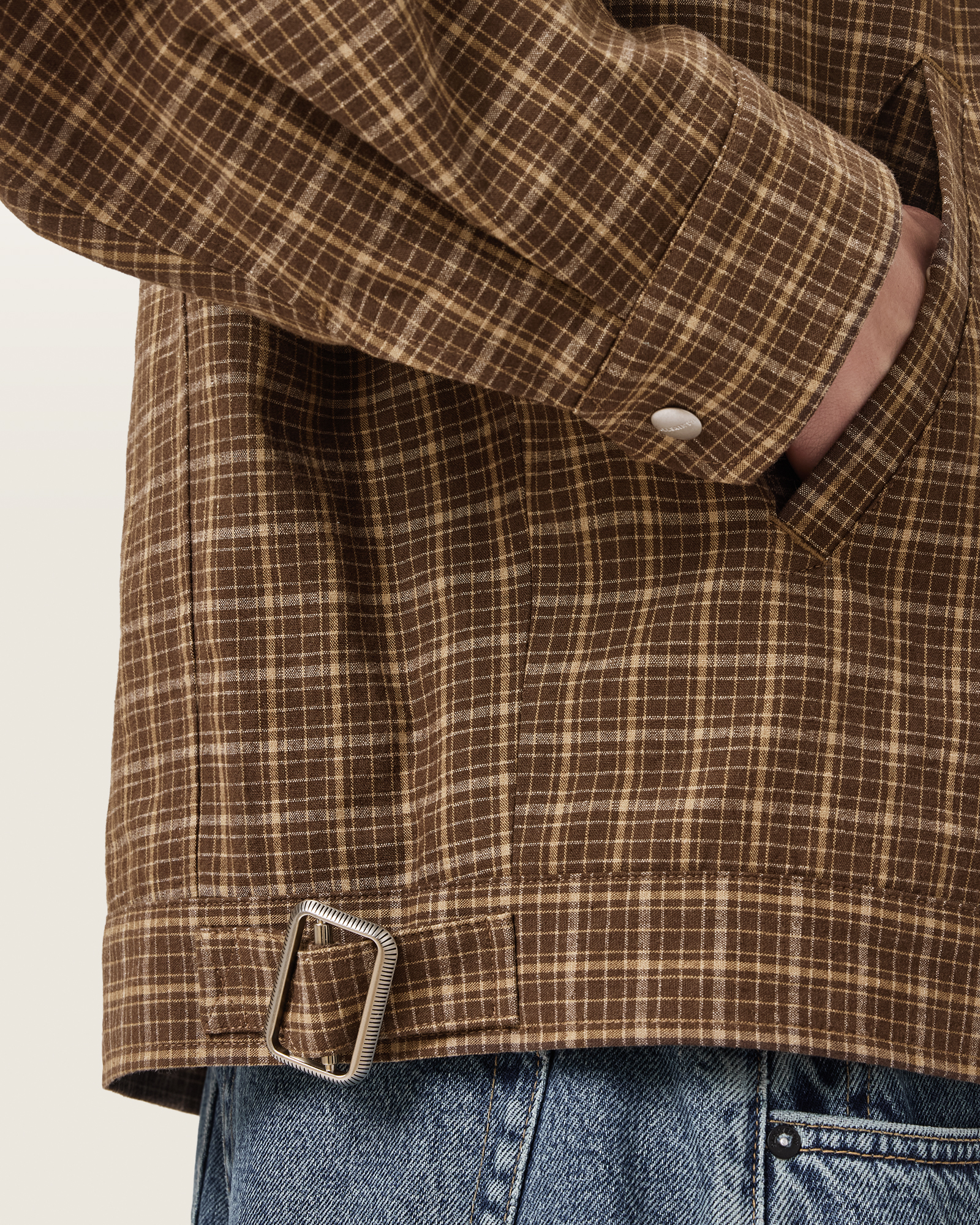 Lakeshaw Relaxed Fit Linen Blend Check Jacket MORASS BROWN