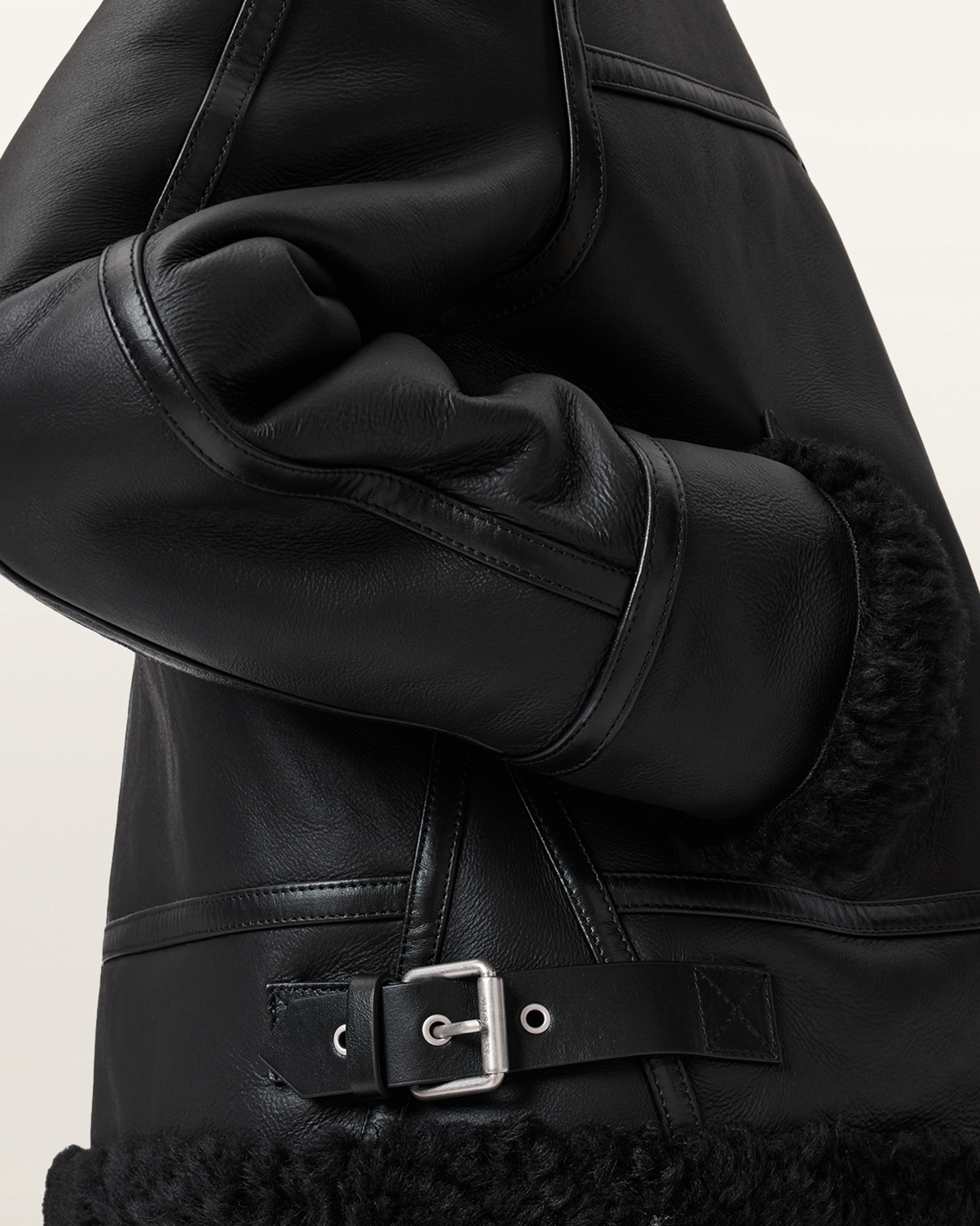 Lorel Shearling Flying Jacket Black/Black | ALLSAINTS US