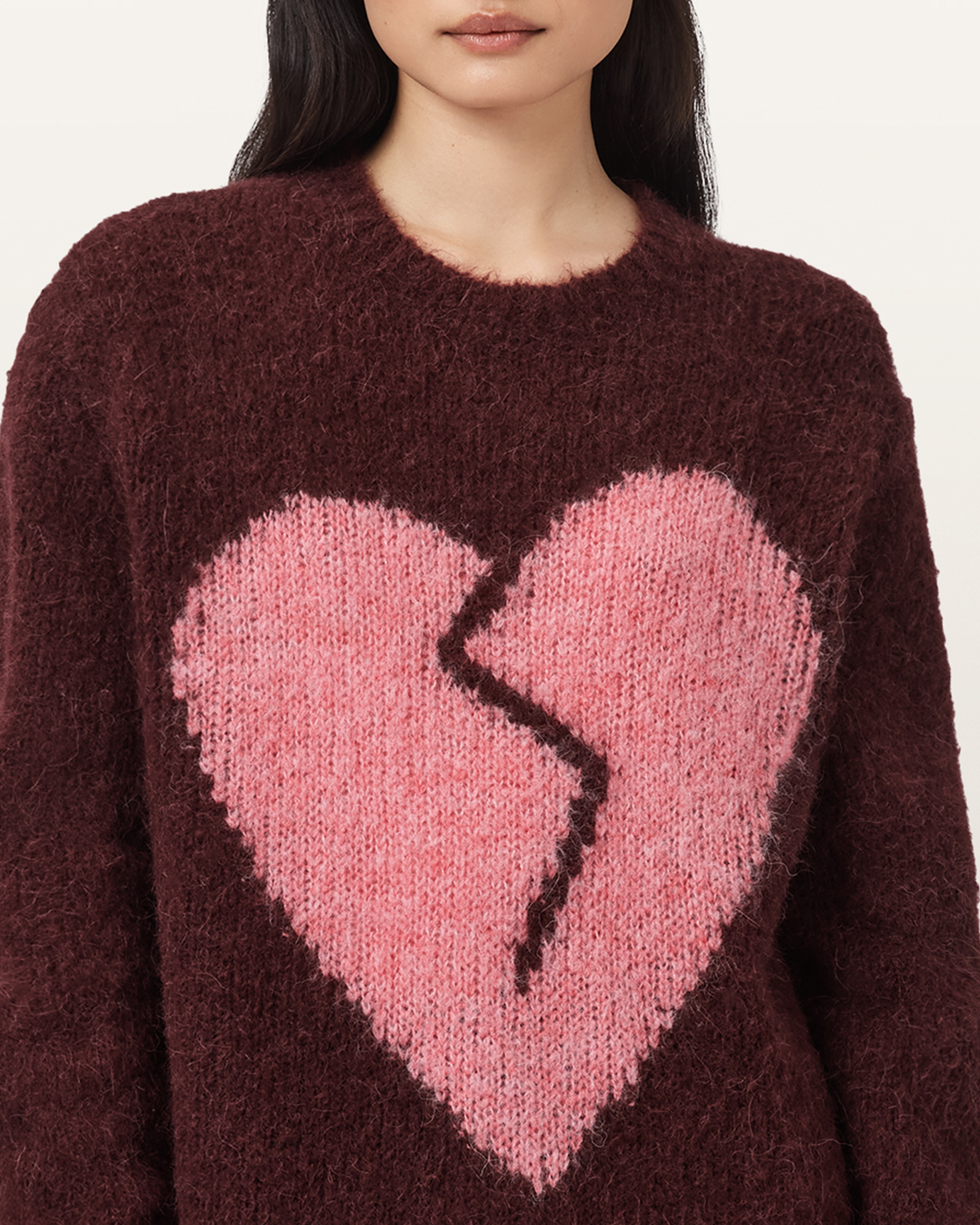 Luvheart Crew Neck Jumper OXBLOOD RED/PINK | ALLSAINTS