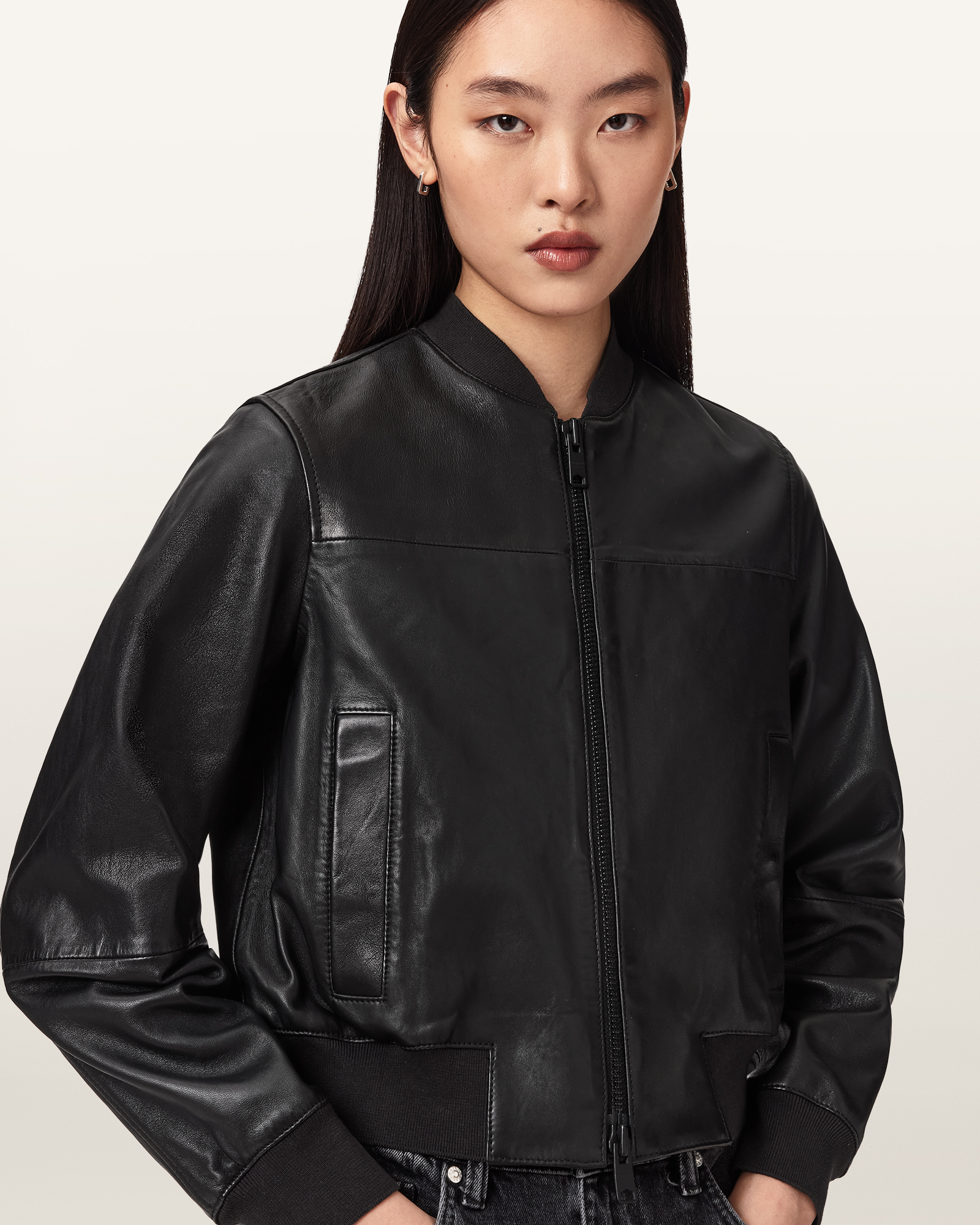 Repurpose Leather Bomber Jacket Black | ALLSAINTS US